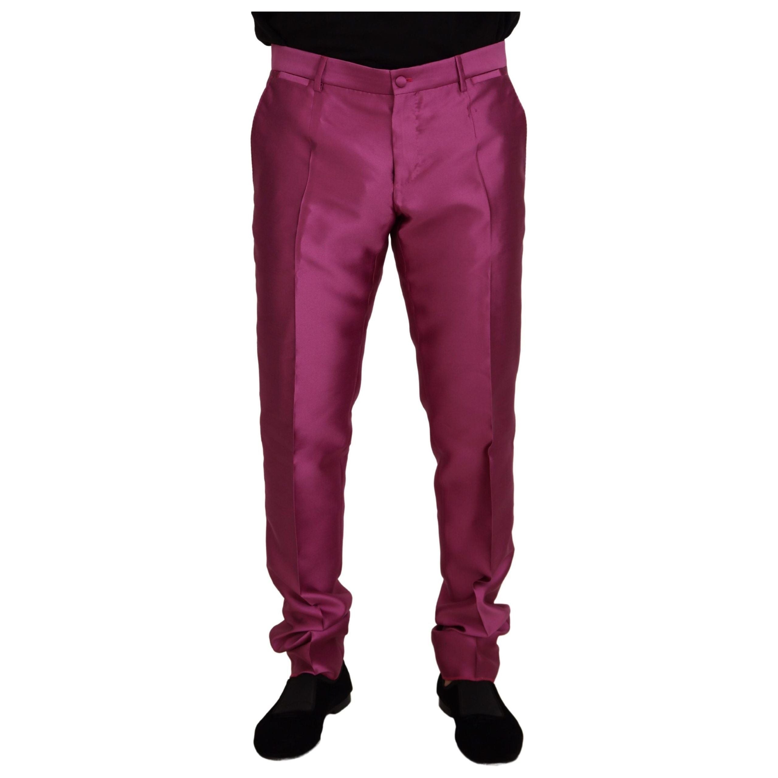 Dolce & Gabbana Elegant Slim Fit Formal Dress Pants in Pink