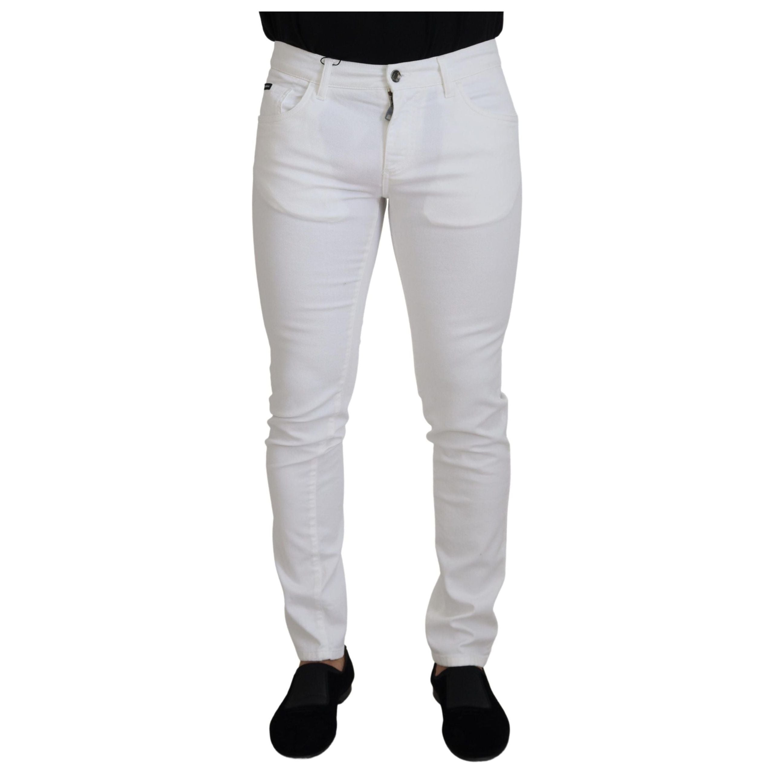 Dolce & Gabbana Elegant Slim Fit White Skinny Jeans