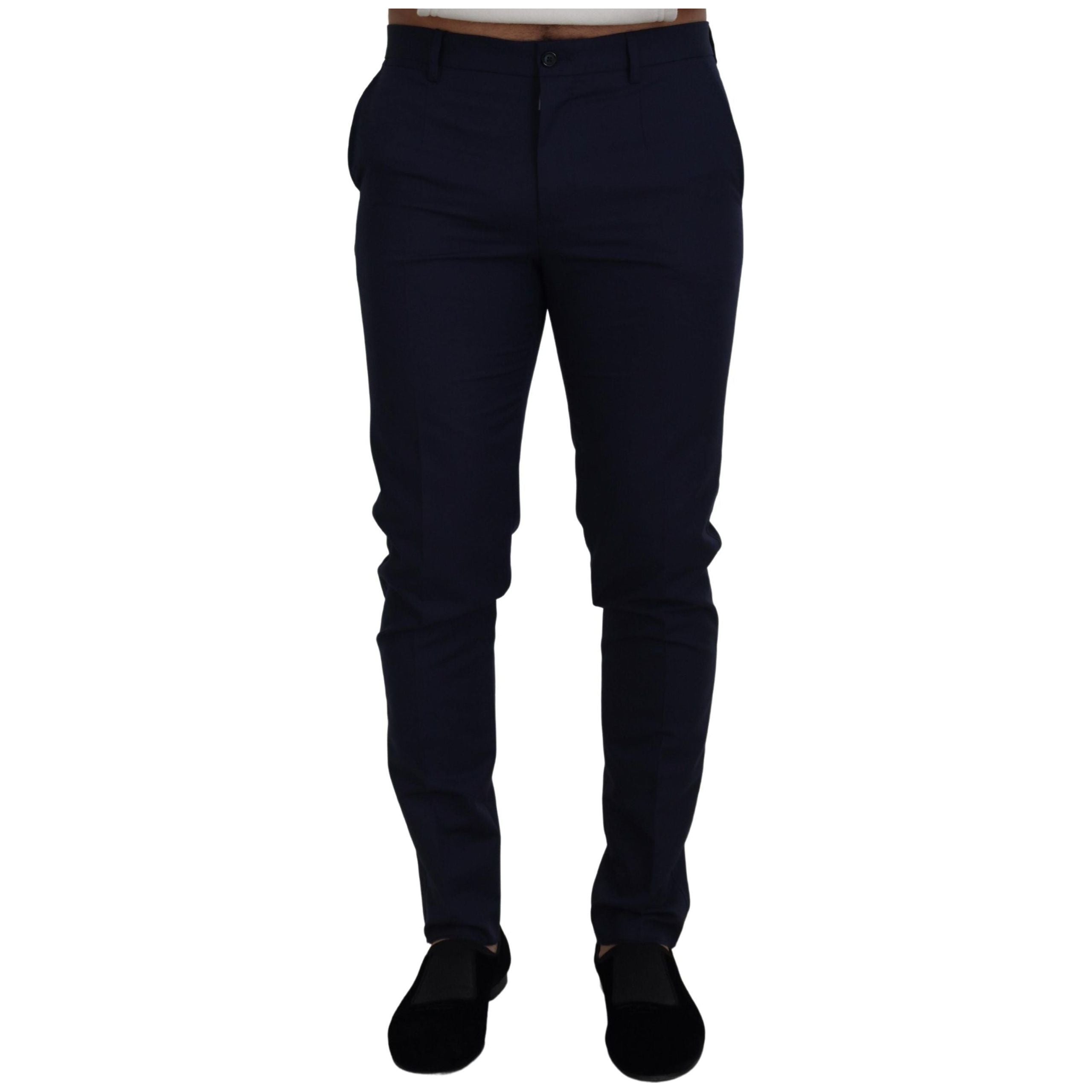 Dolce & Gabbana Blue Cotton Linen Dress Pants Luxe Style