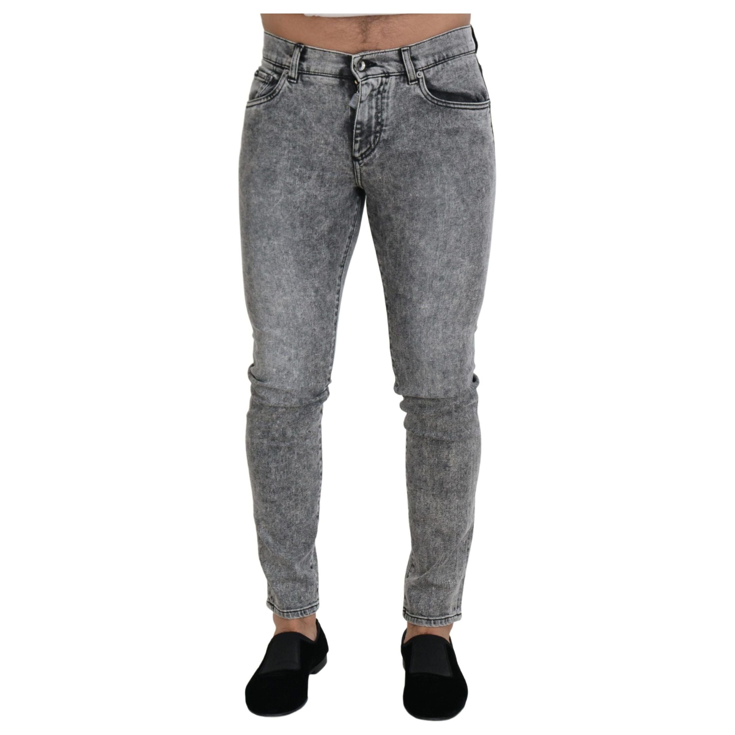Dolce & Gabbana Gray Cotton Denim Jeans for Elevated Style