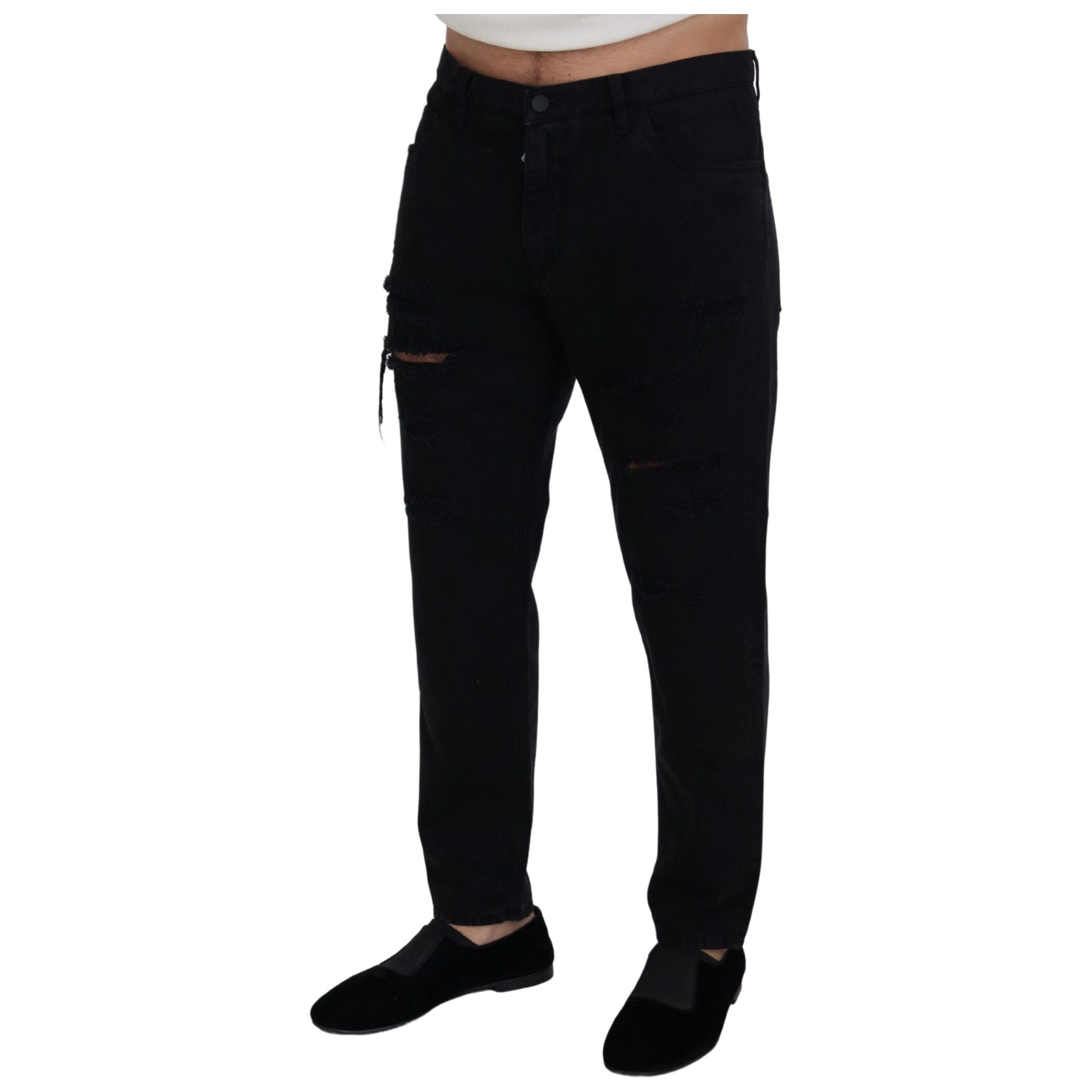 Dolce & Gabbana Black Cotton Loose Fit Italian Jeans