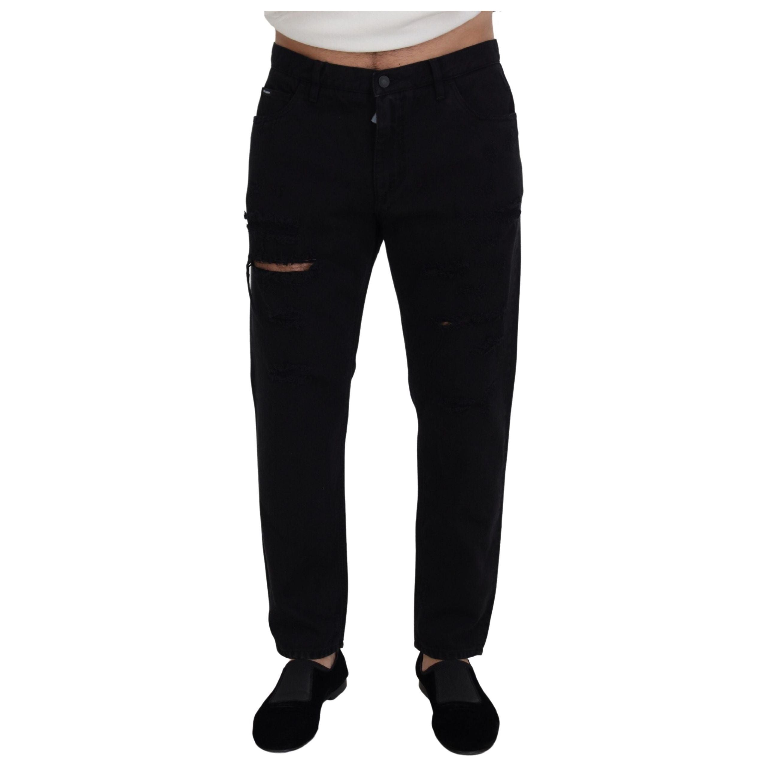Dolce & Gabbana Black Cotton Loose Fit Italian Jeans