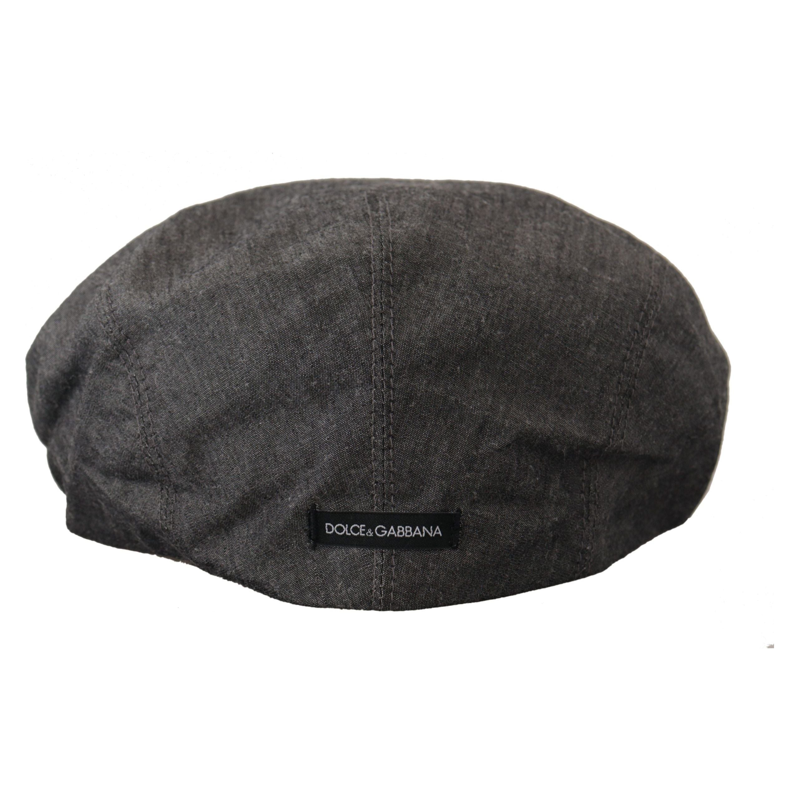 Dolce & Gabbana Gray Cotton Newsboy Hat for Sophisticated Style