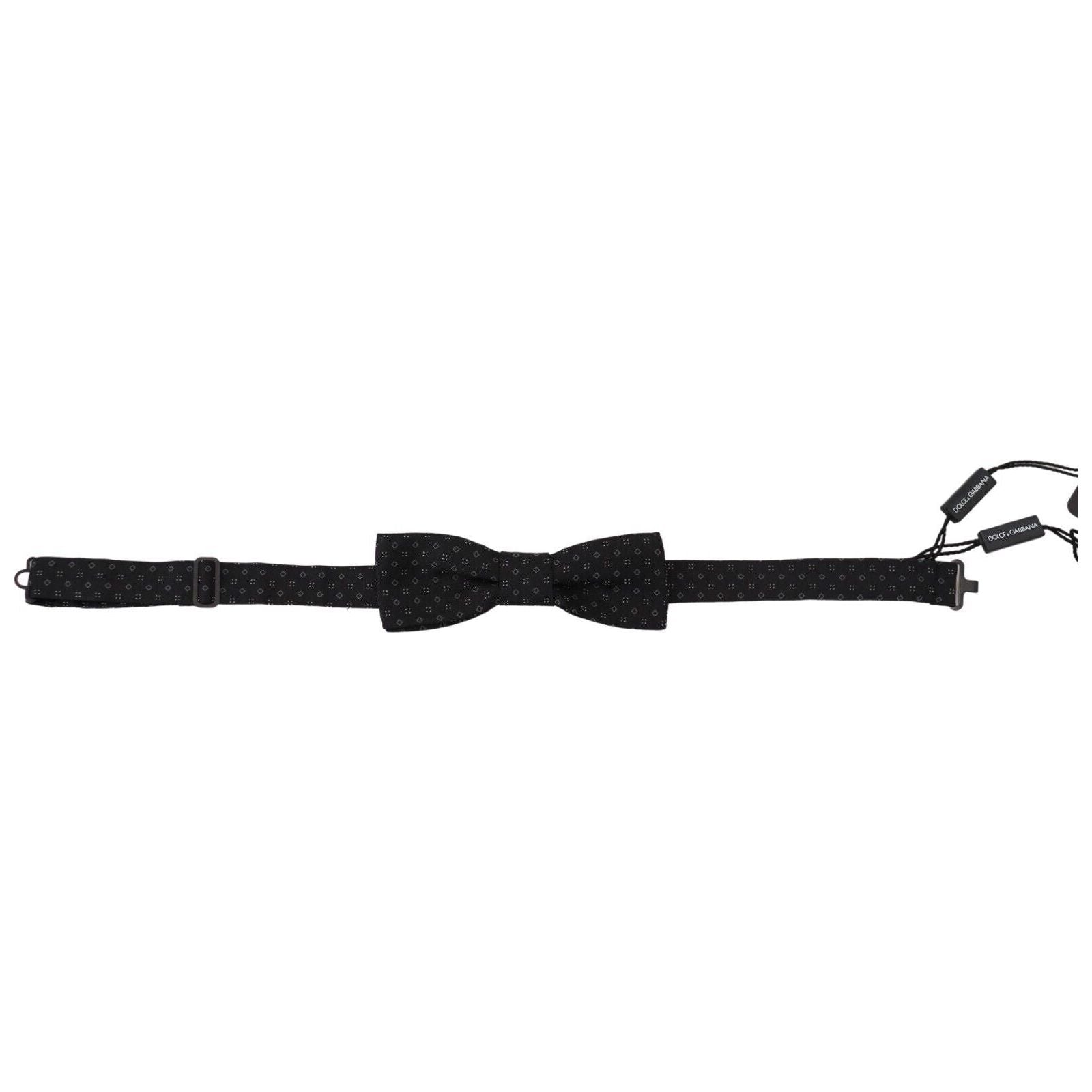 Dolce & Gabbana Black Silk Patterned Bow Tie