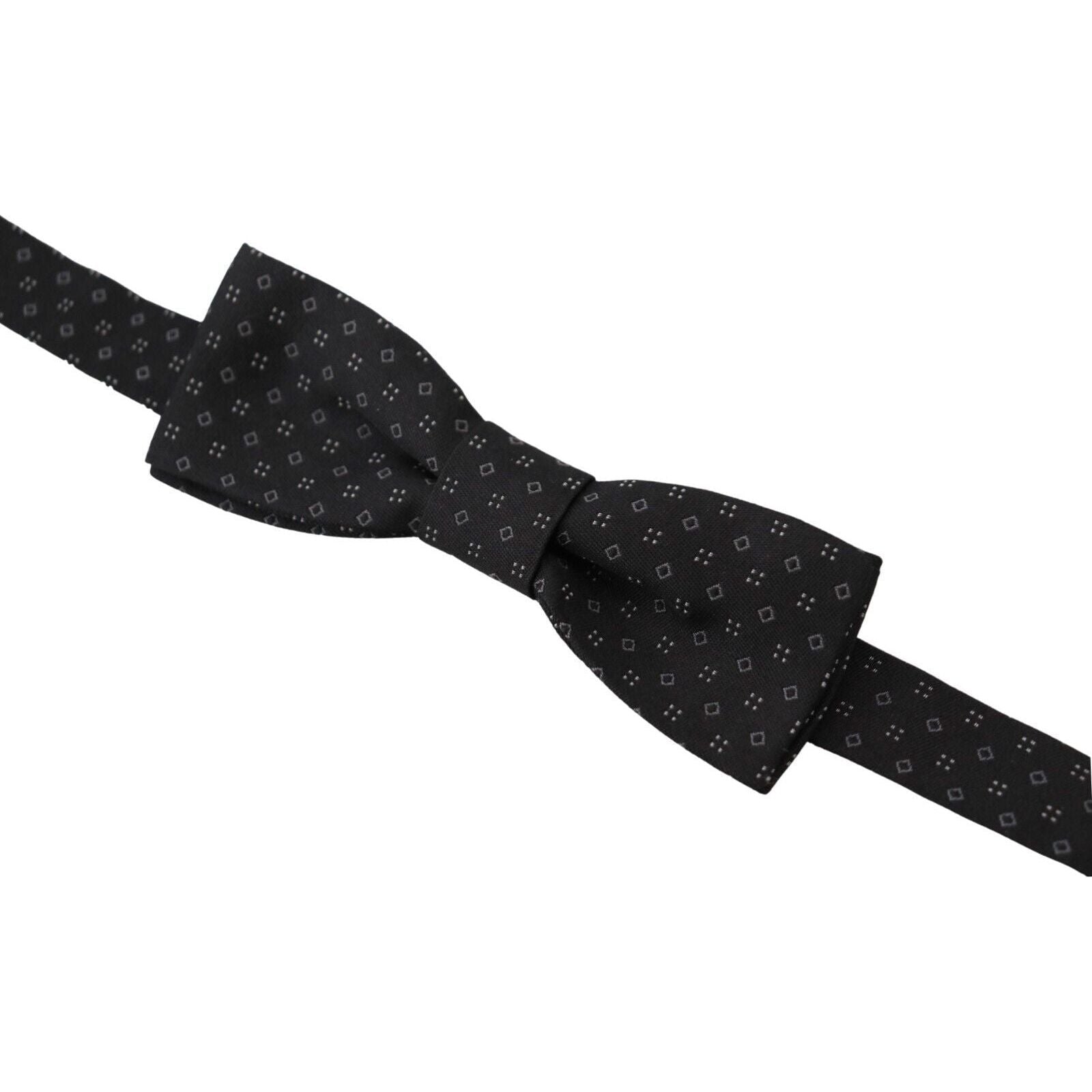 Dolce & Gabbana Black Silk Patterned Bow Tie