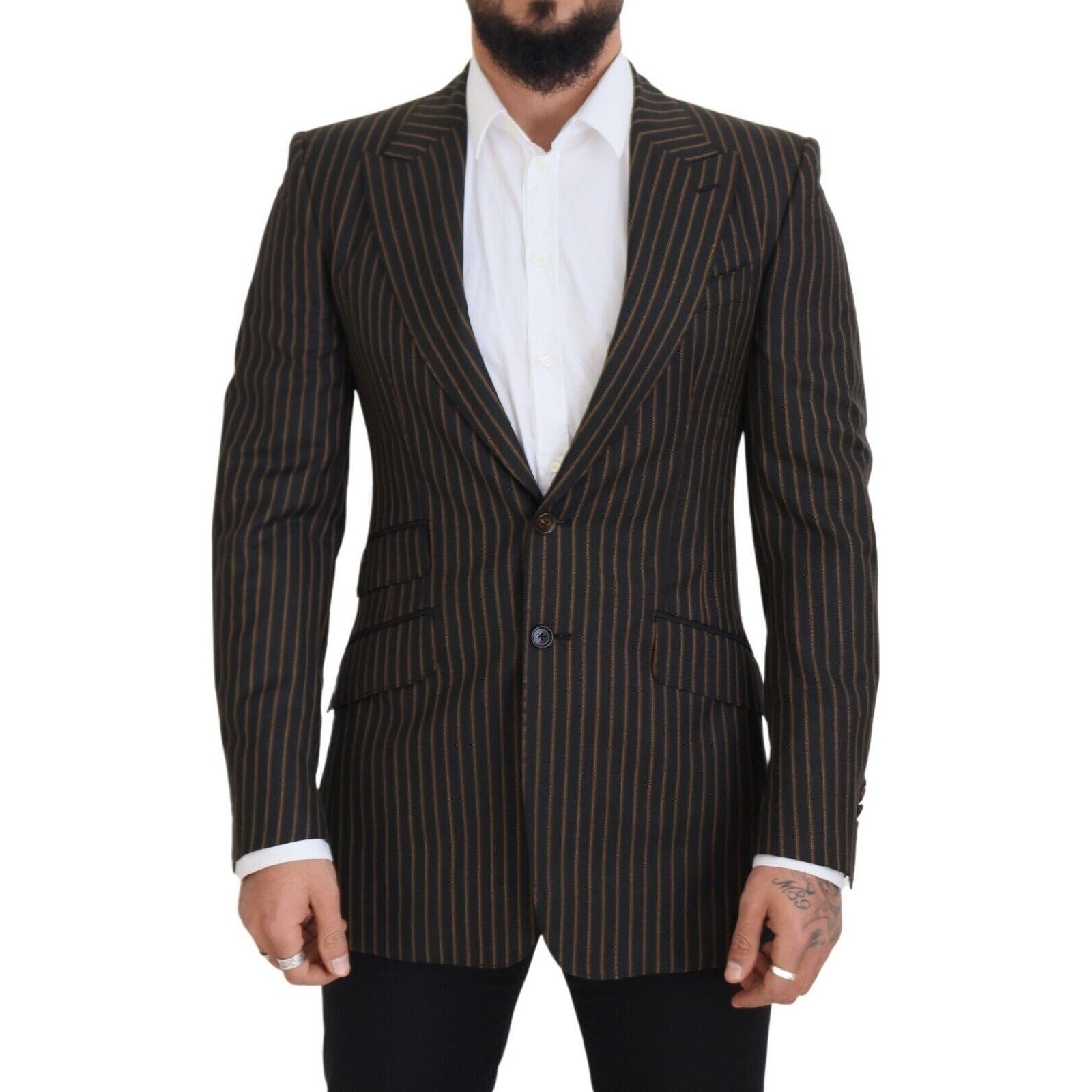 Dolce & Gabbana Black Wool Blend Slim Blazer