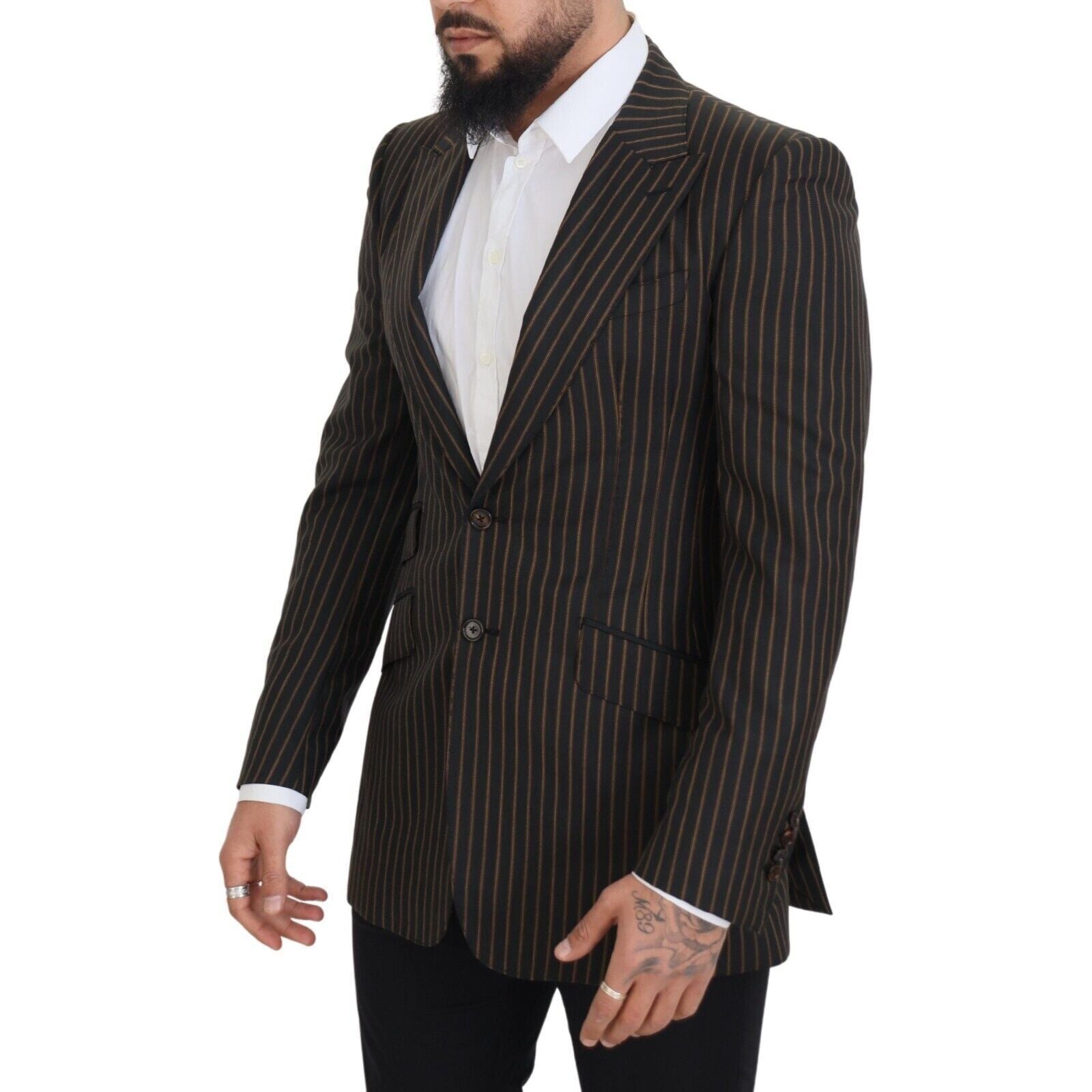 Dolce & Gabbana Black Wool Blend Slim Blazer