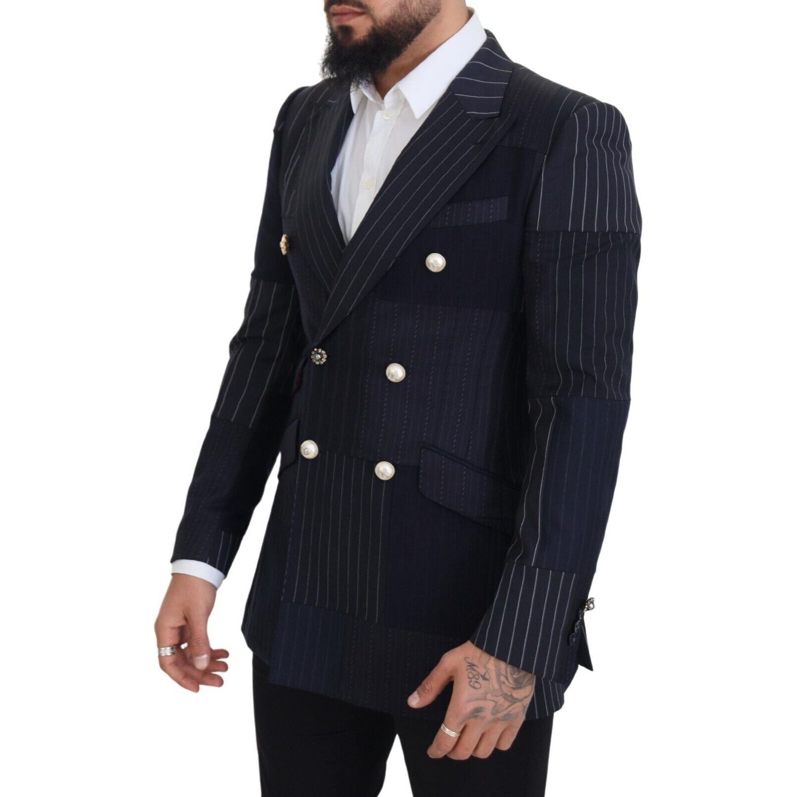 Dolce & Gabbana Navy Blue Wool Double Breasted Blazer