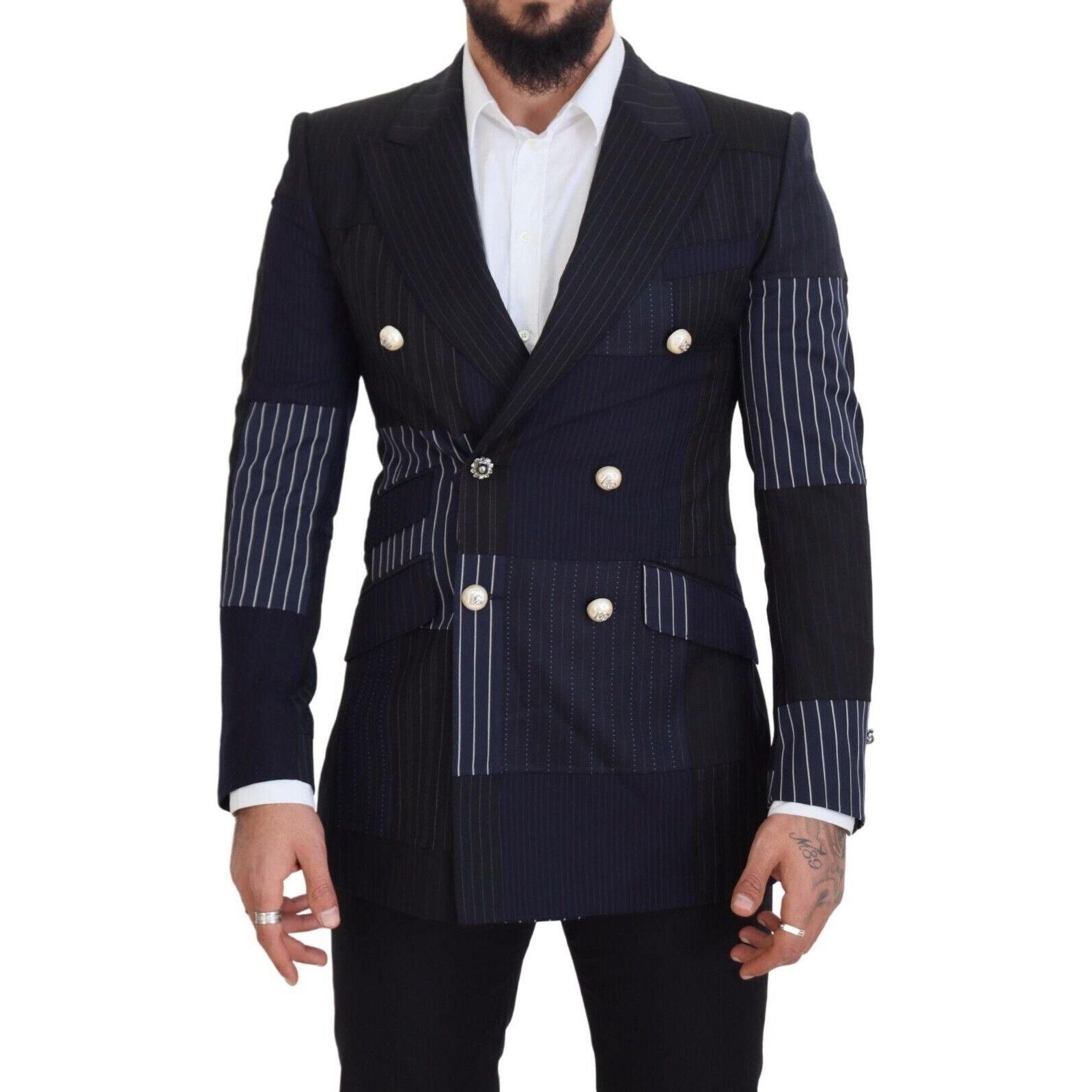 Dolce & Gabbana Navy Wool Double Breasted Blazer