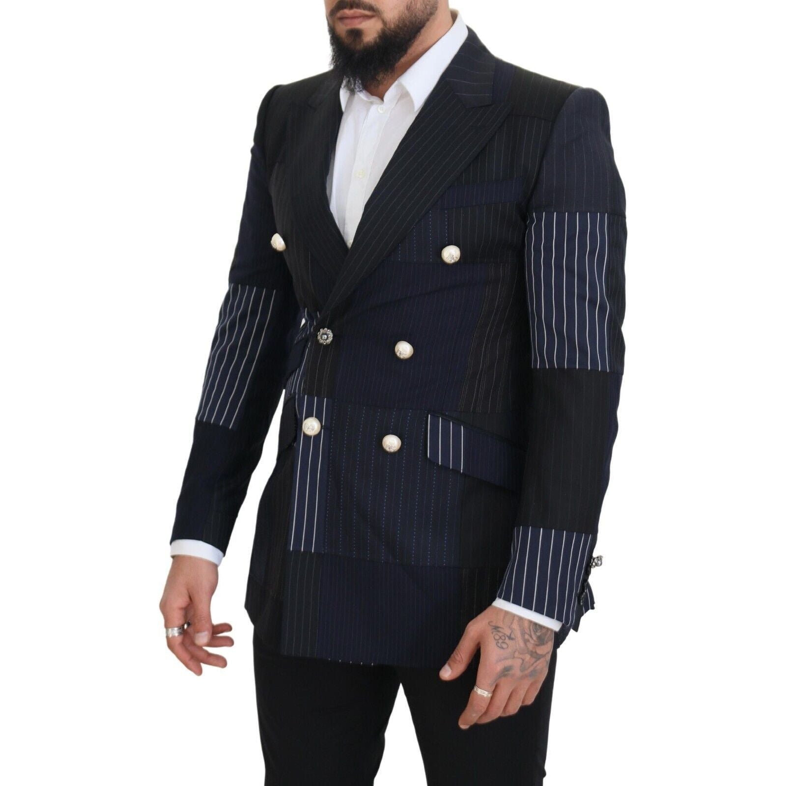 Dolce & Gabbana Navy Wool Double Breasted Blazer
