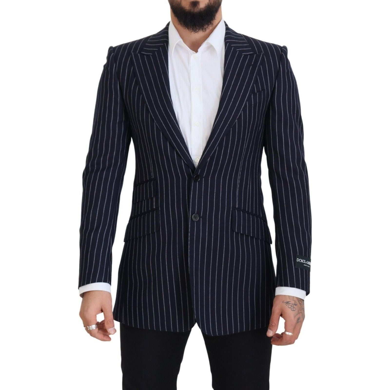 Dolce & Gabbana Navy Wool Slim Fit Blazer