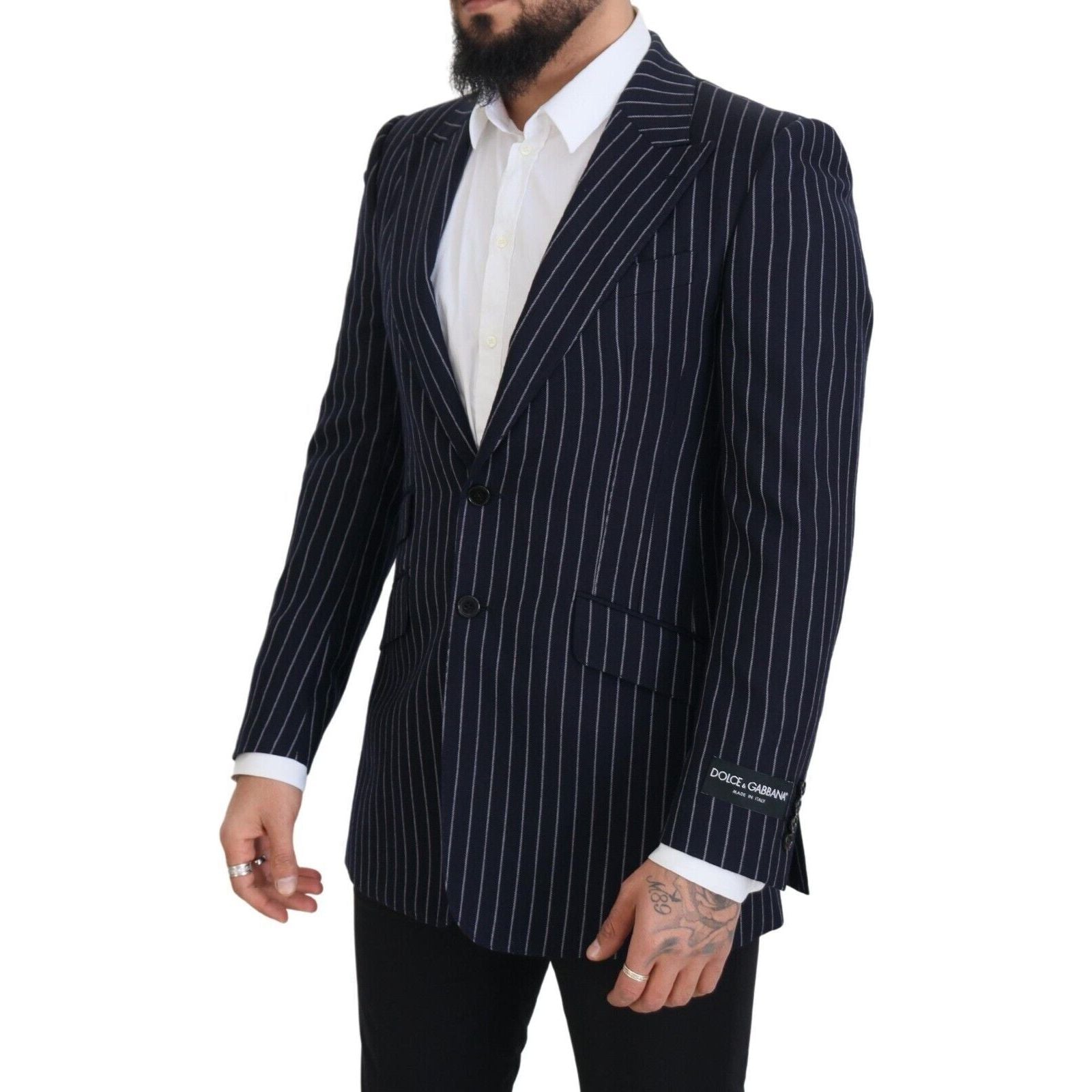 Dolce & Gabbana Navy Wool Slim Fit Blazer