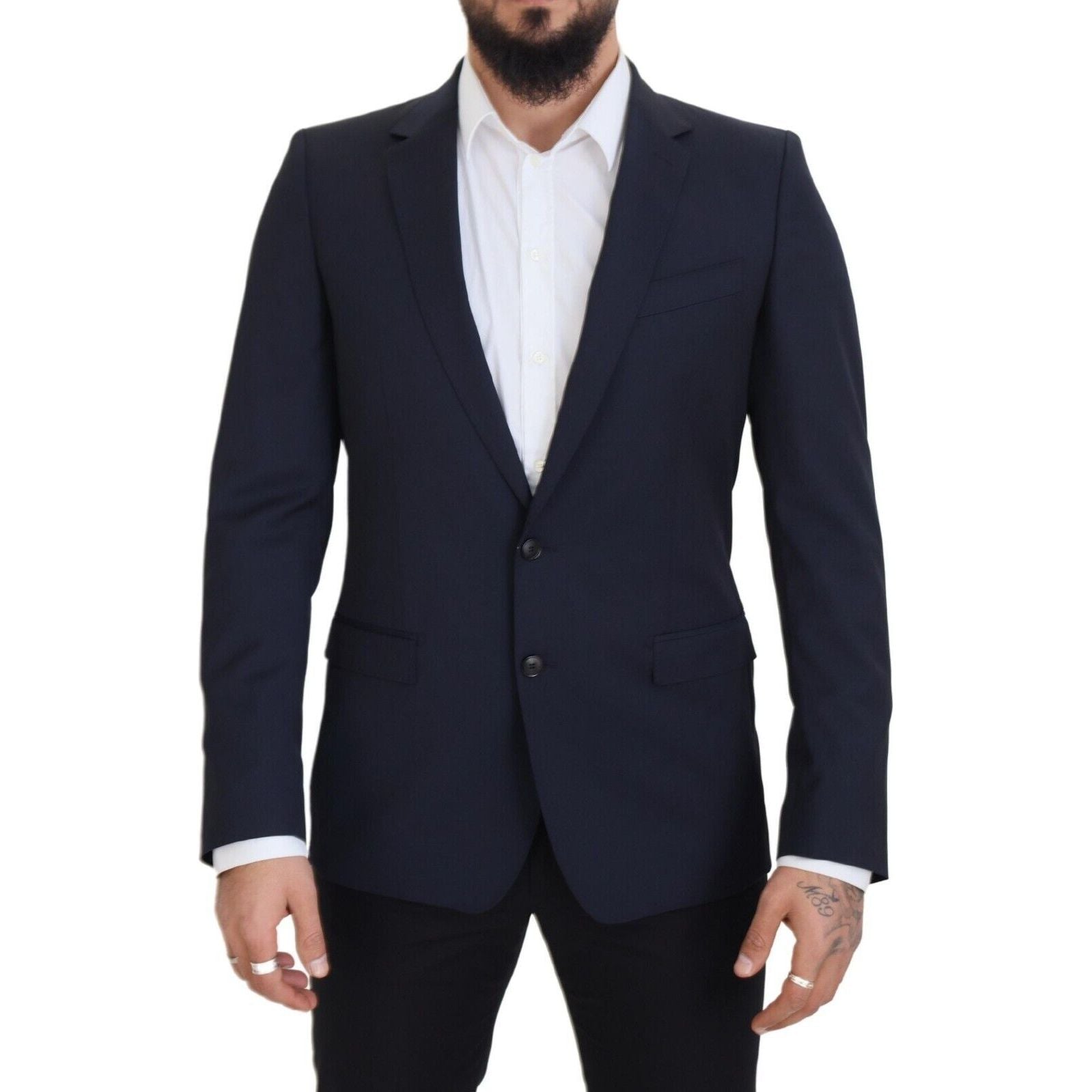 Dolce & Gabbana Dark Blue Wool Slim Fit Blazer