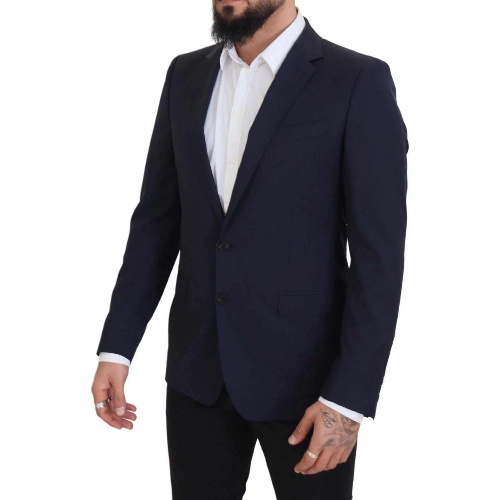 Dolce & Gabbana Dark Blue Wool Slim Fit Blazer