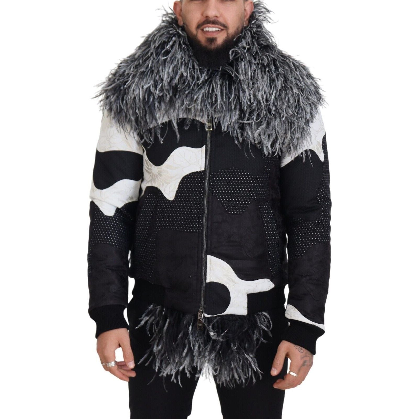 Dolce & Gabbana Black Shearling Jacket in Elegant Style