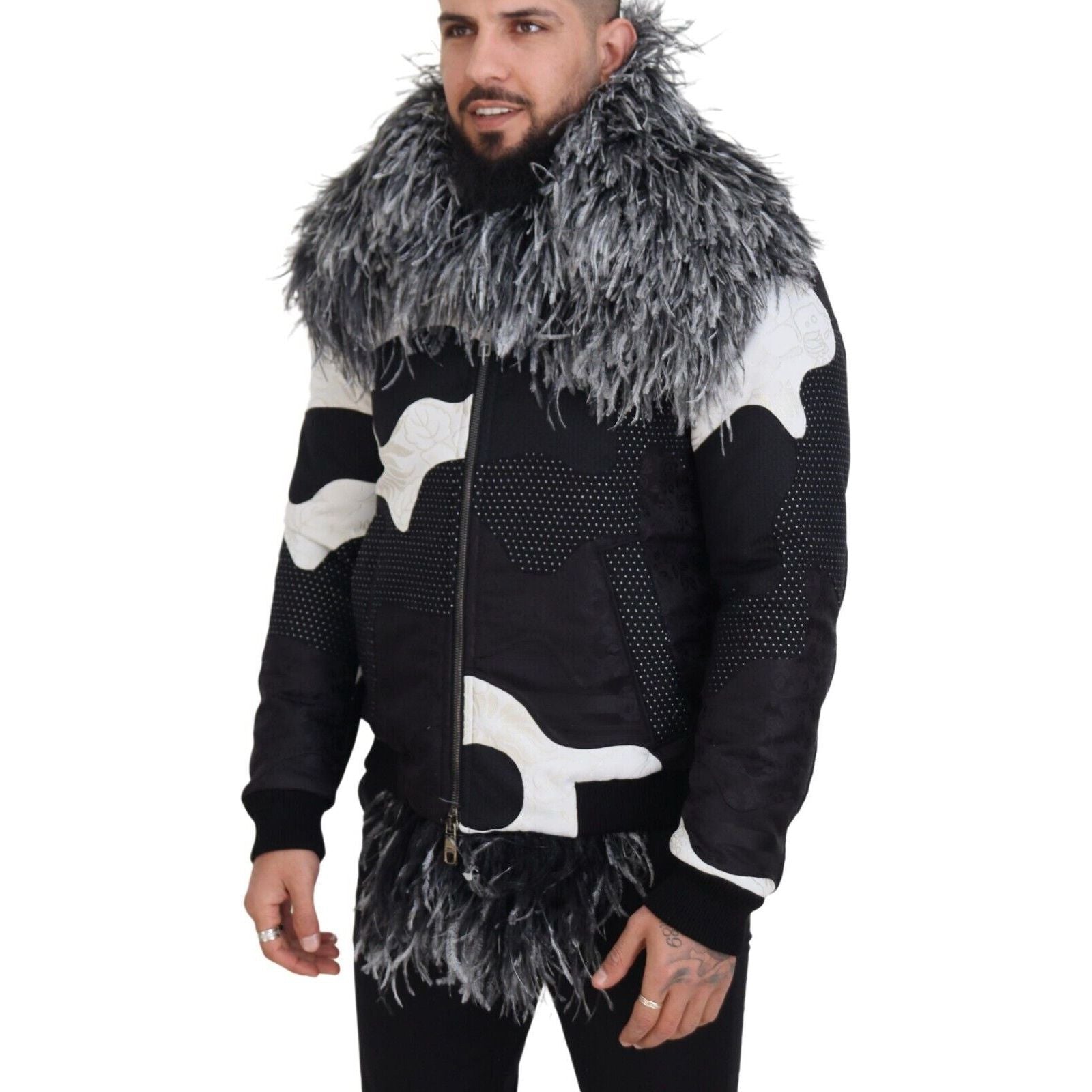 Dolce & Gabbana Black Shearling Jacket in Elegant Style