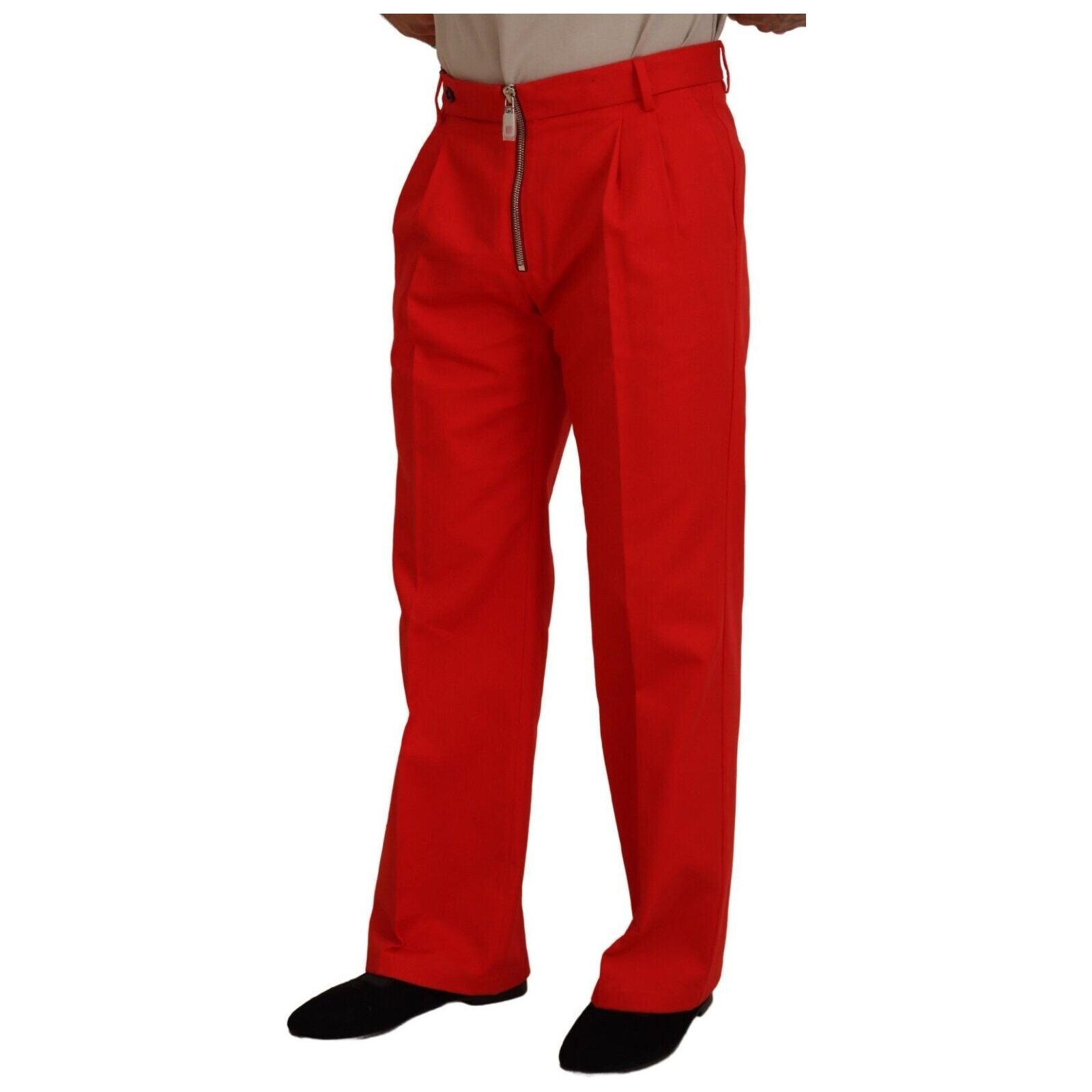 Dolce & Gabbana Red Cotton Pants Stunning Mainline Elegance