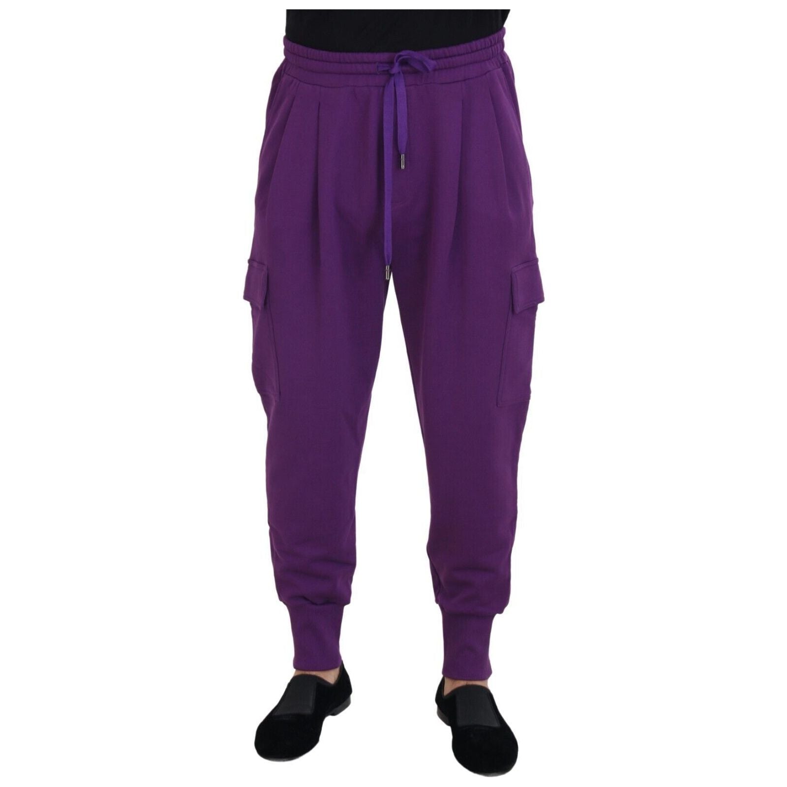 Dolce & Gabbana Elegant Purple Cotton Cargo Sweatpants