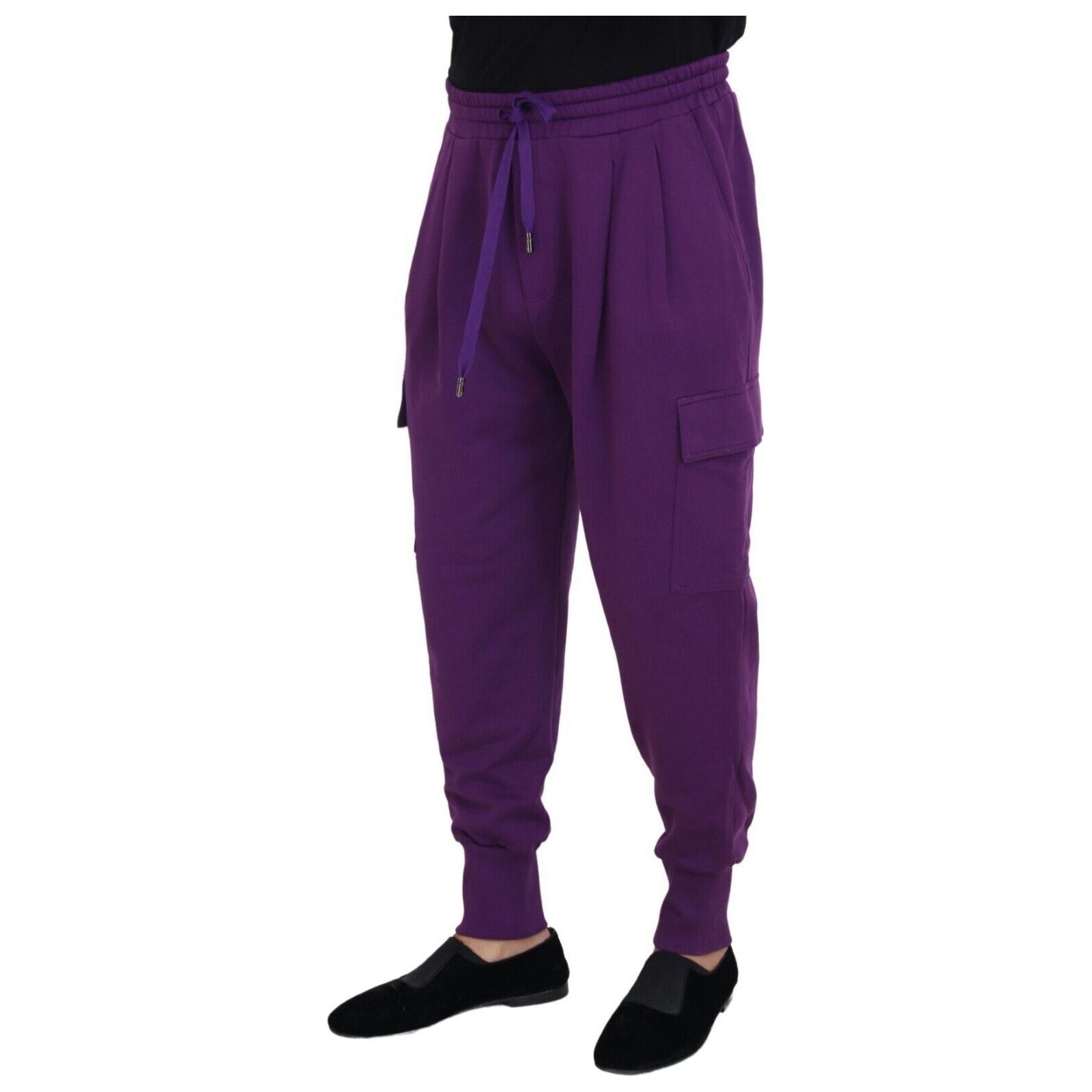 Dolce & Gabbana Elegant Purple Cotton Cargo Sweatpants