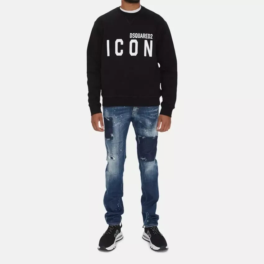 Dsquared² Black Cotton Logo Sweatshirt for Effortless Elegance
