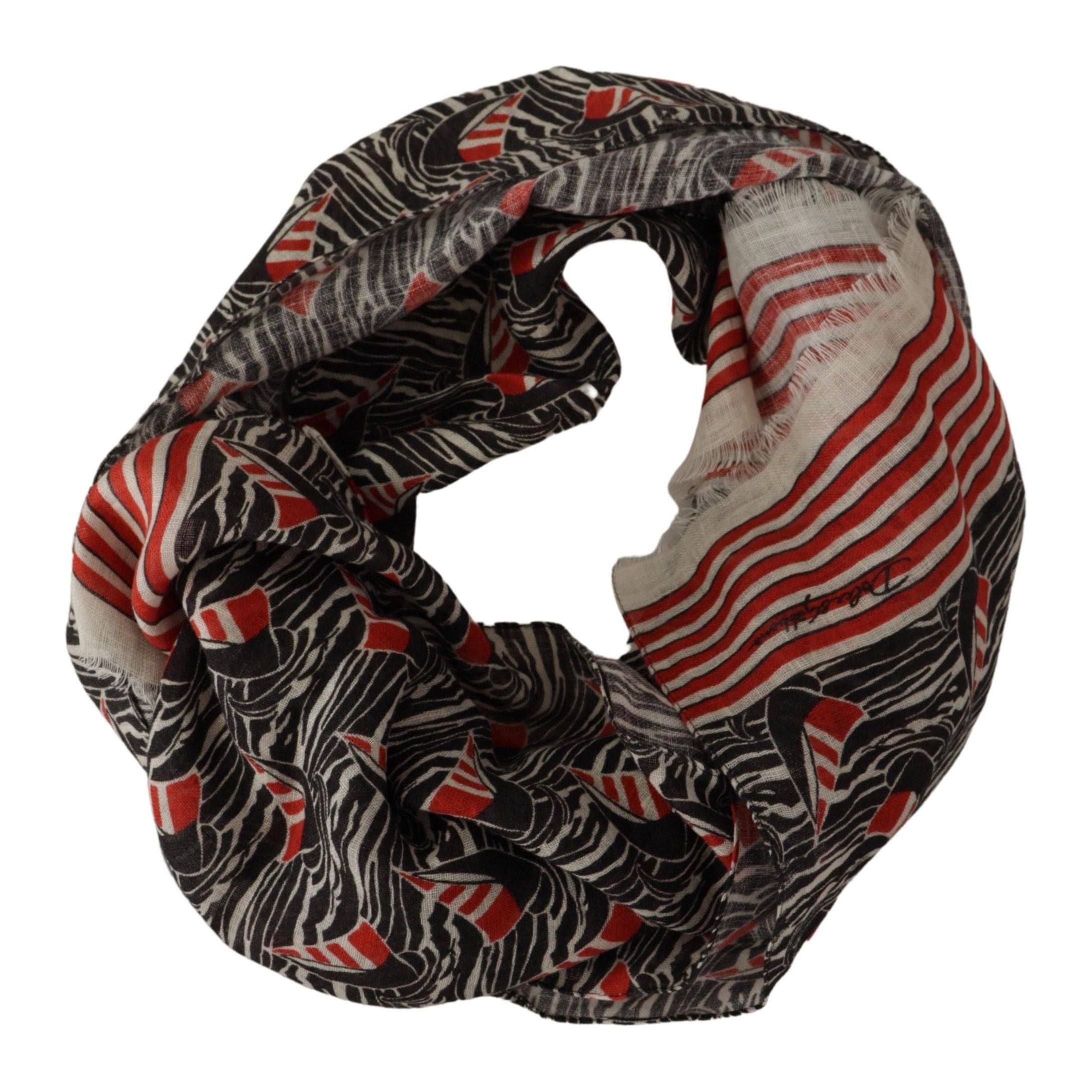 Dolce & Gabbana Black Striped Linen Scarf
