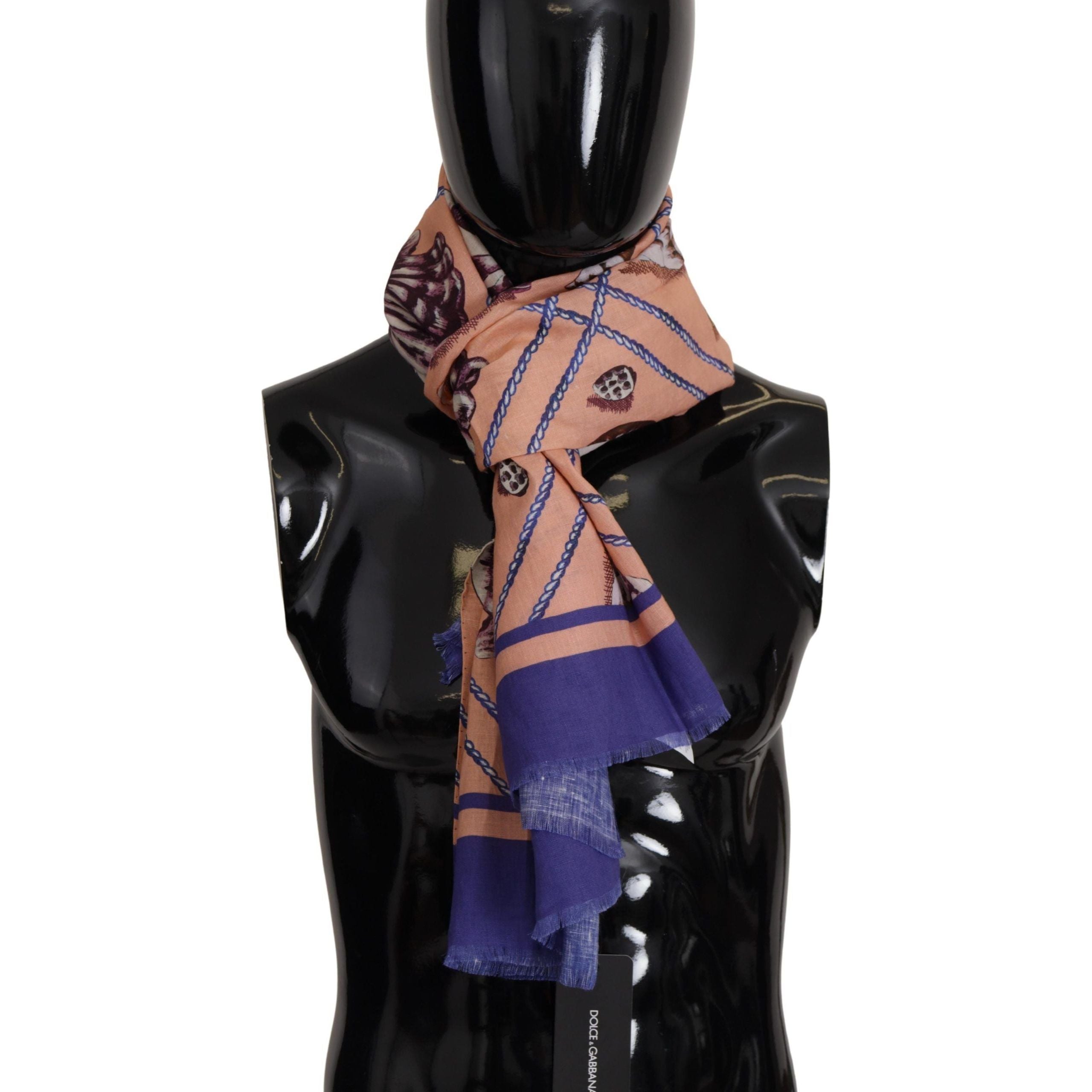 Dolce & Gabbana Multicolor Linen Seashell Scarf