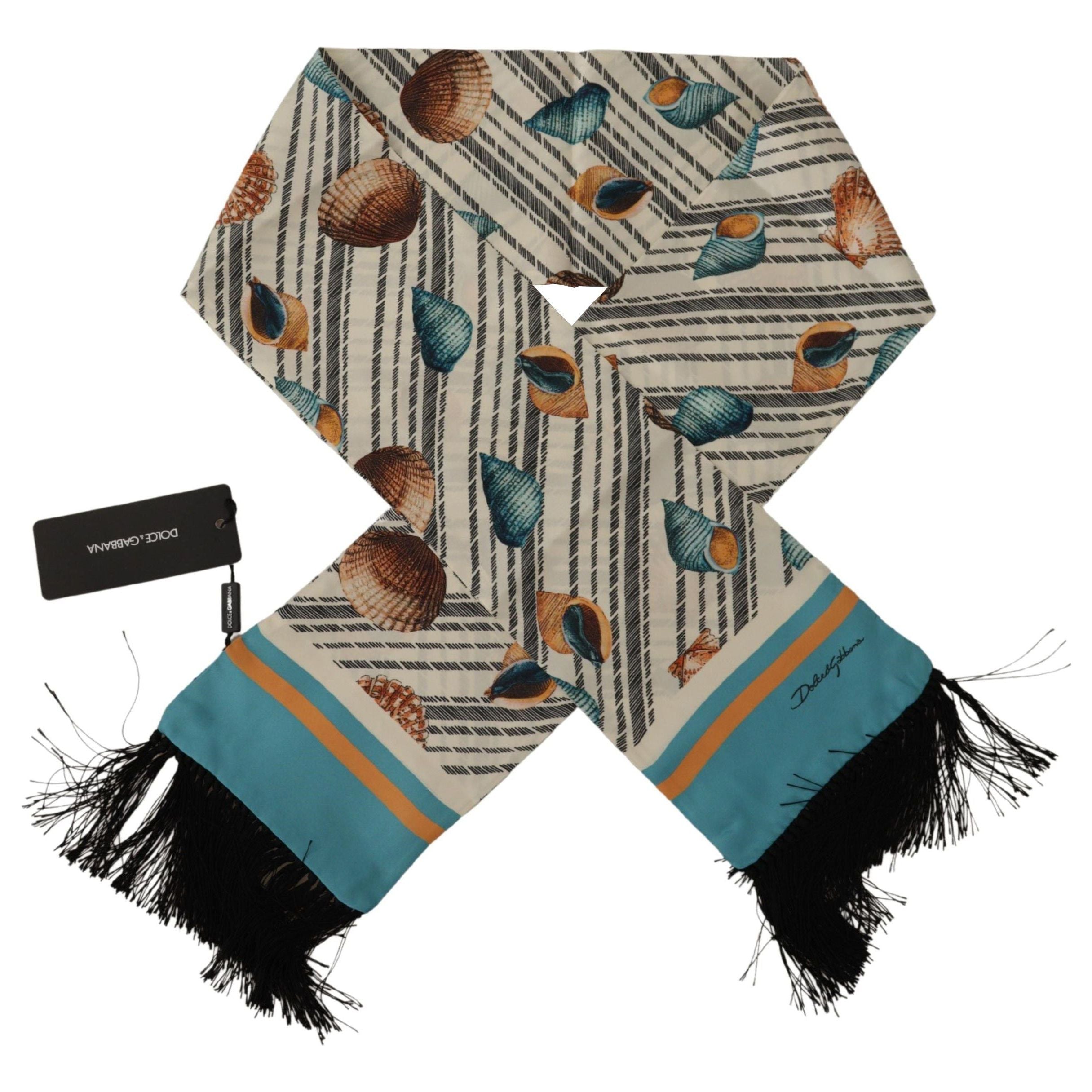 Dolce & Gabbana Multicolor Silk Seashell Printed Scarf