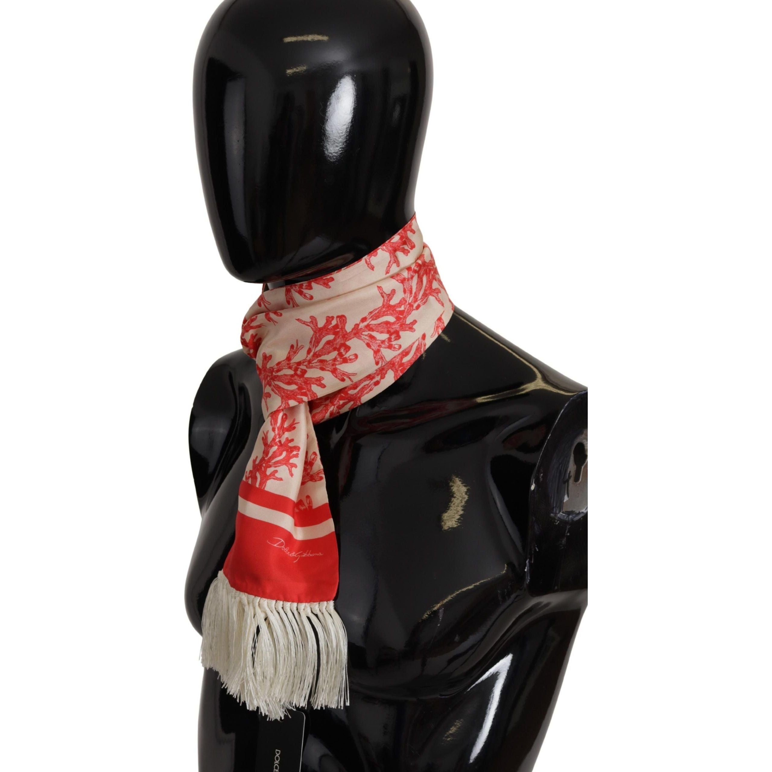 Dolce & Gabbana Red Silk Scarf Wrap - Coral Print