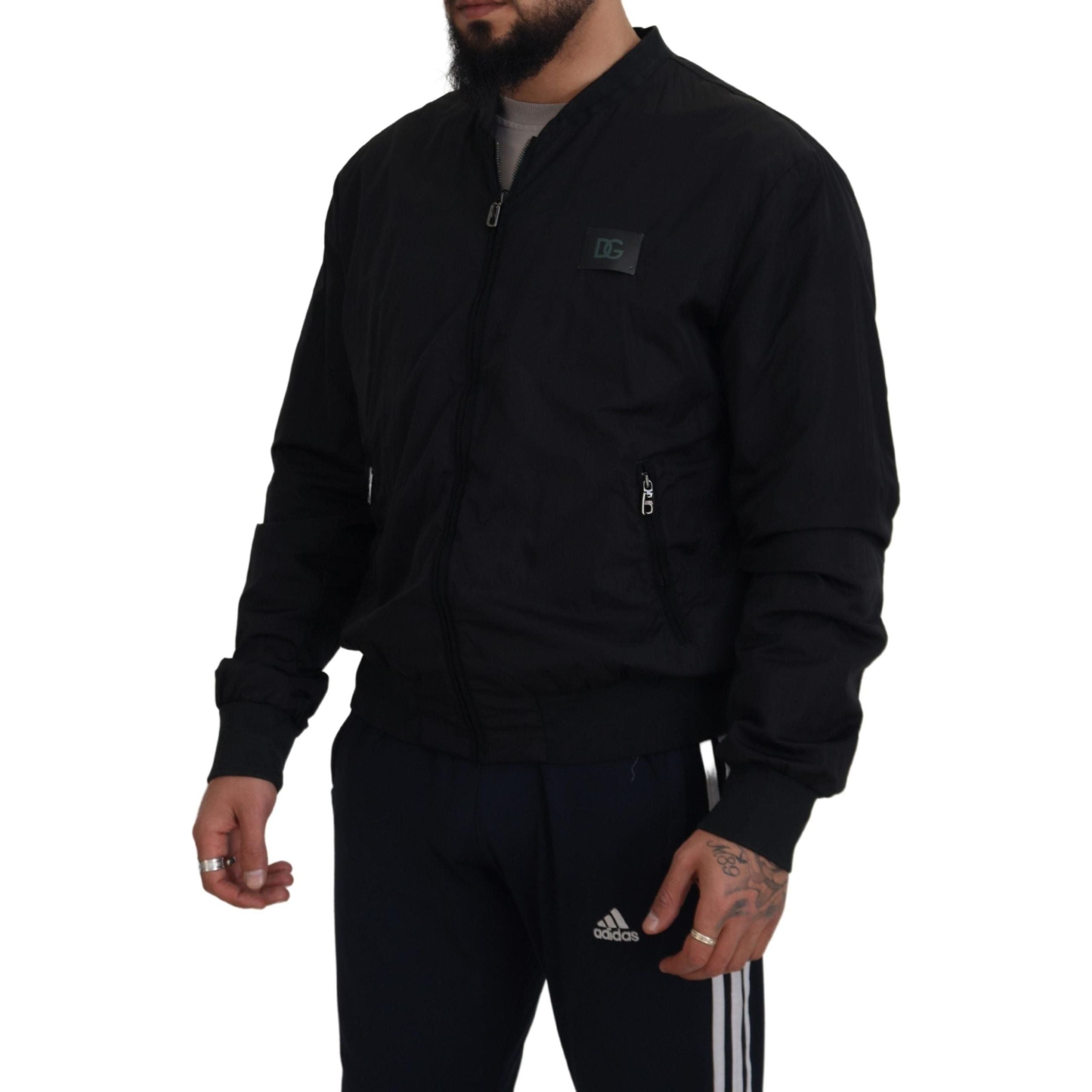 Dolce & Gabbana Black Nylon Bomber Jacket