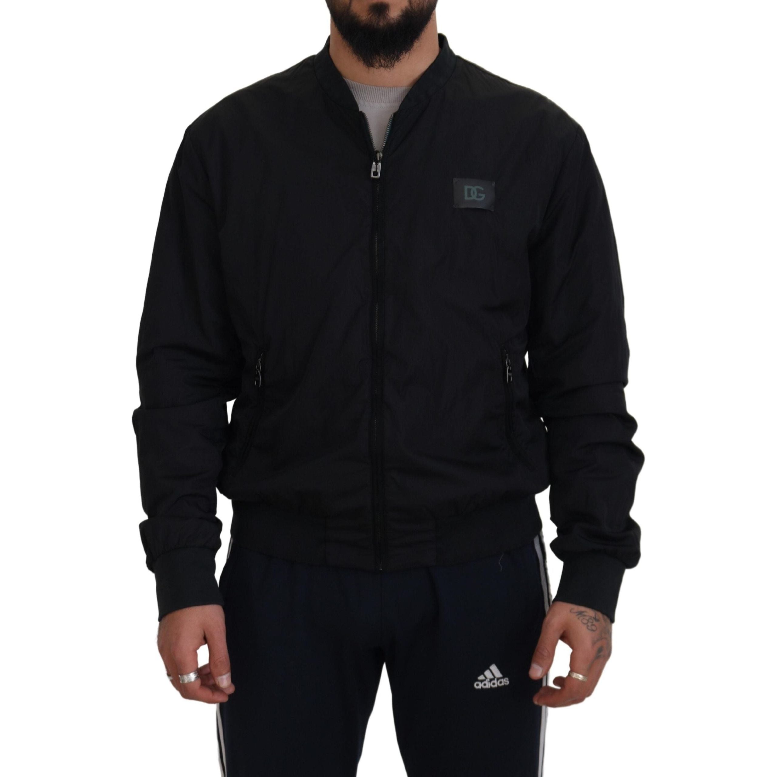 Dolce & Gabbana Black Nylon Bomber Jacket