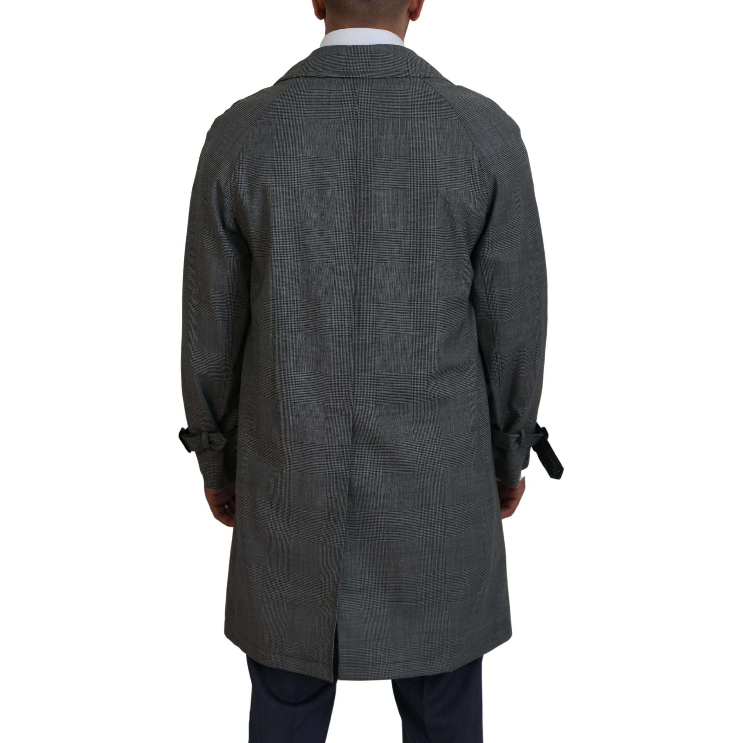 Dolce & Gabbana Gray Wool Blend Trench Coat Luxury