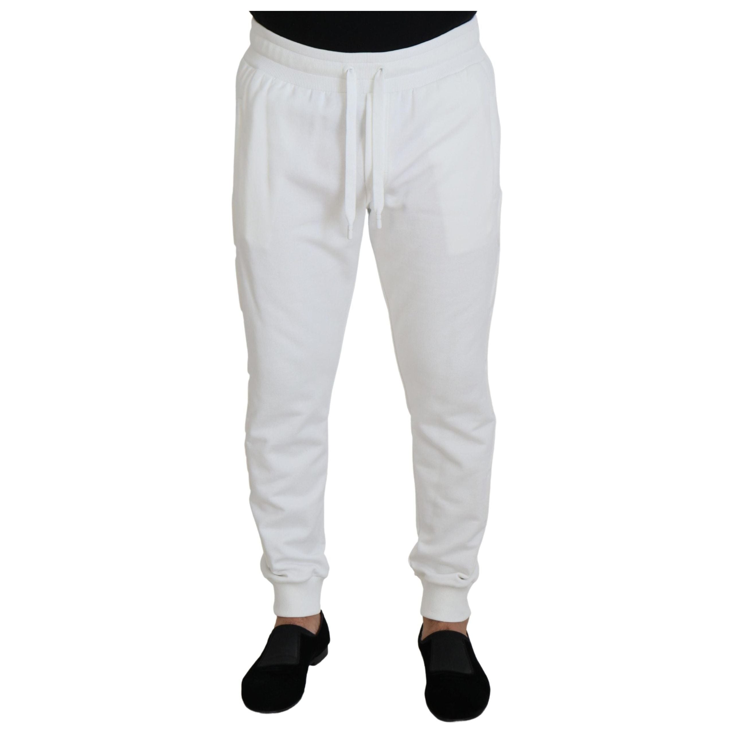 Dolce & Gabbana White Cotton Sweatpants Luxury Comfort