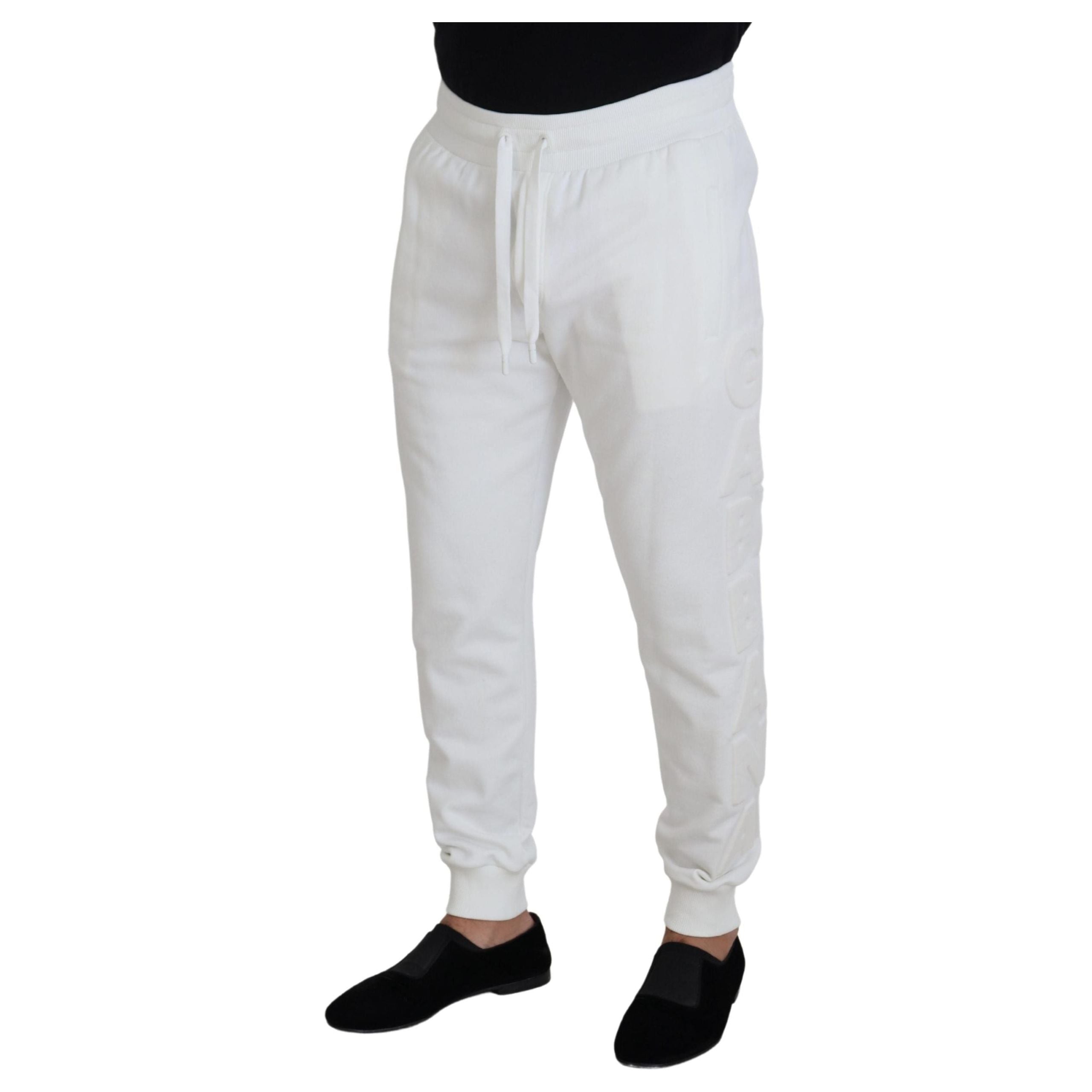 Dolce & Gabbana White Cotton Sweatpants Luxury Comfort