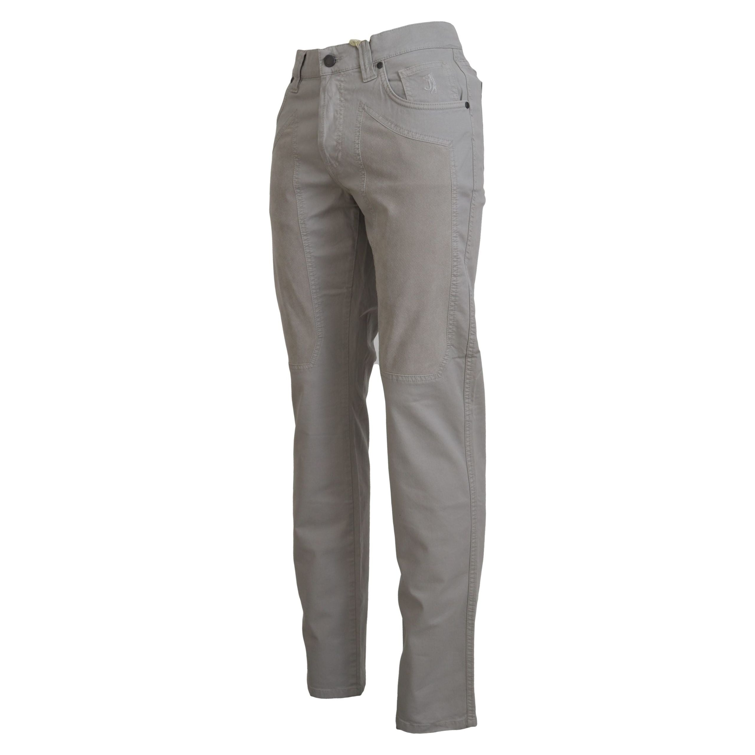 Jeckerson Gray Cotton Blend Pants for Timeless Style