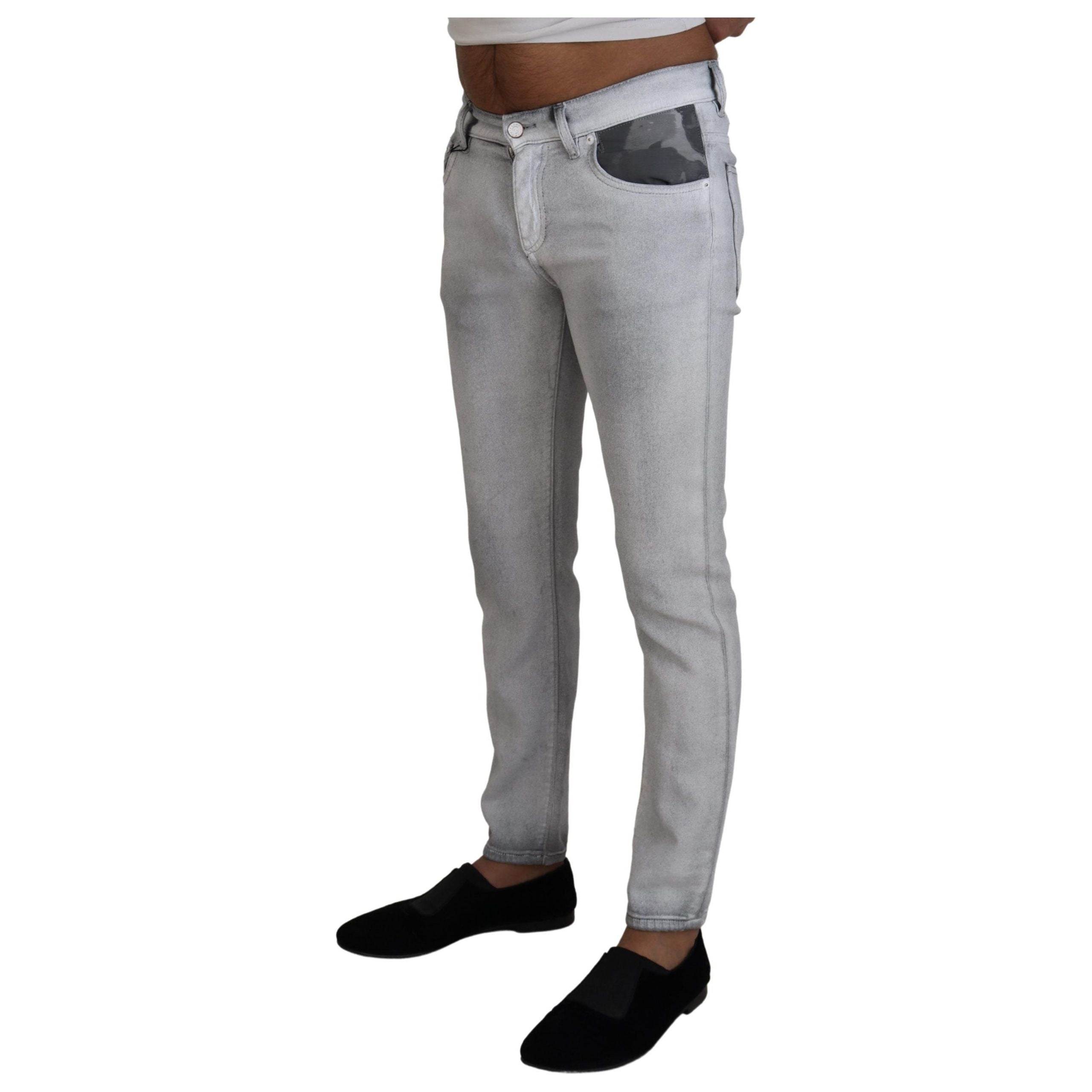 Dolce & Gabbana Elegant Gray Washed Cotton Blend Pants