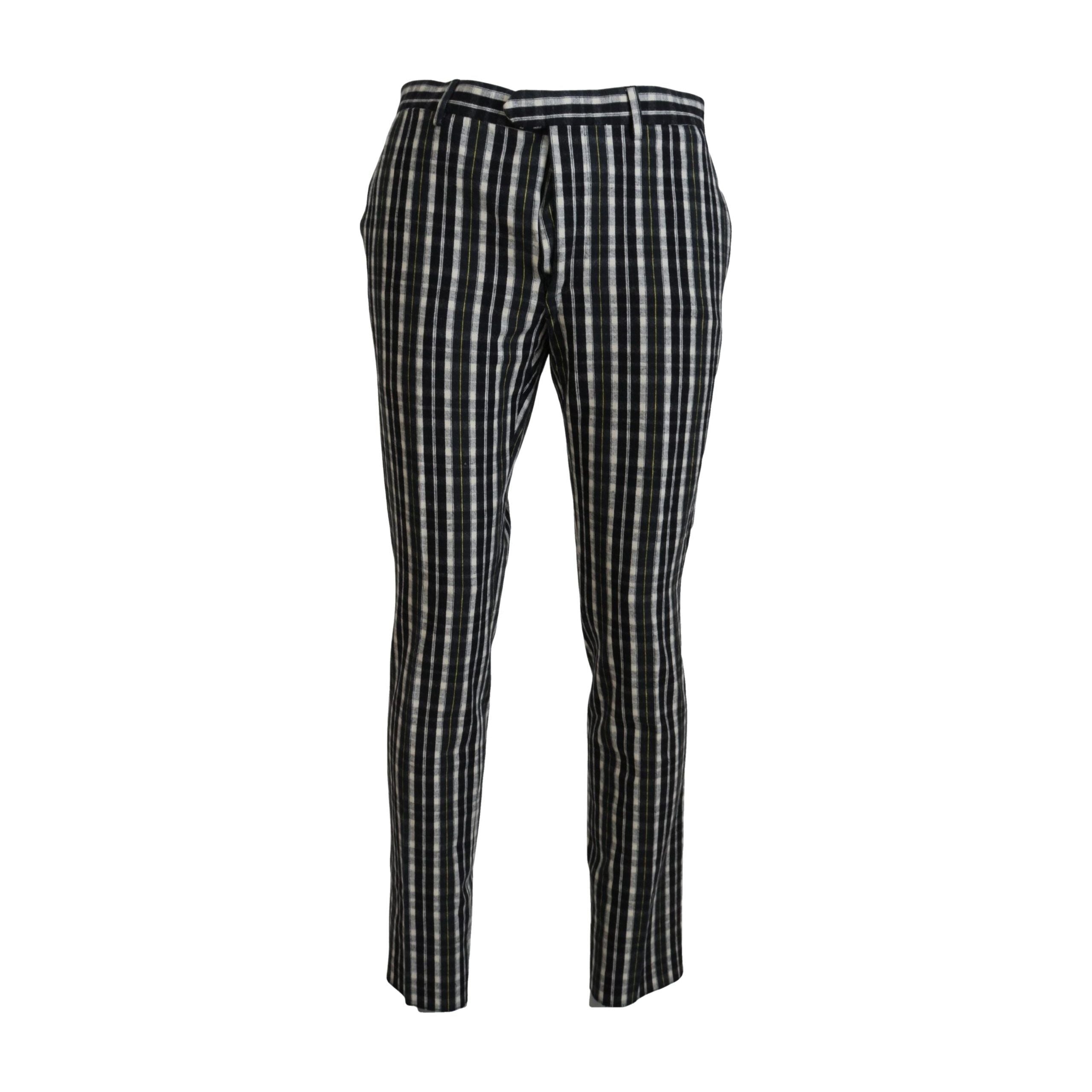 BENCIVENGA Black Cotton Blend Pants Elegant Black and White