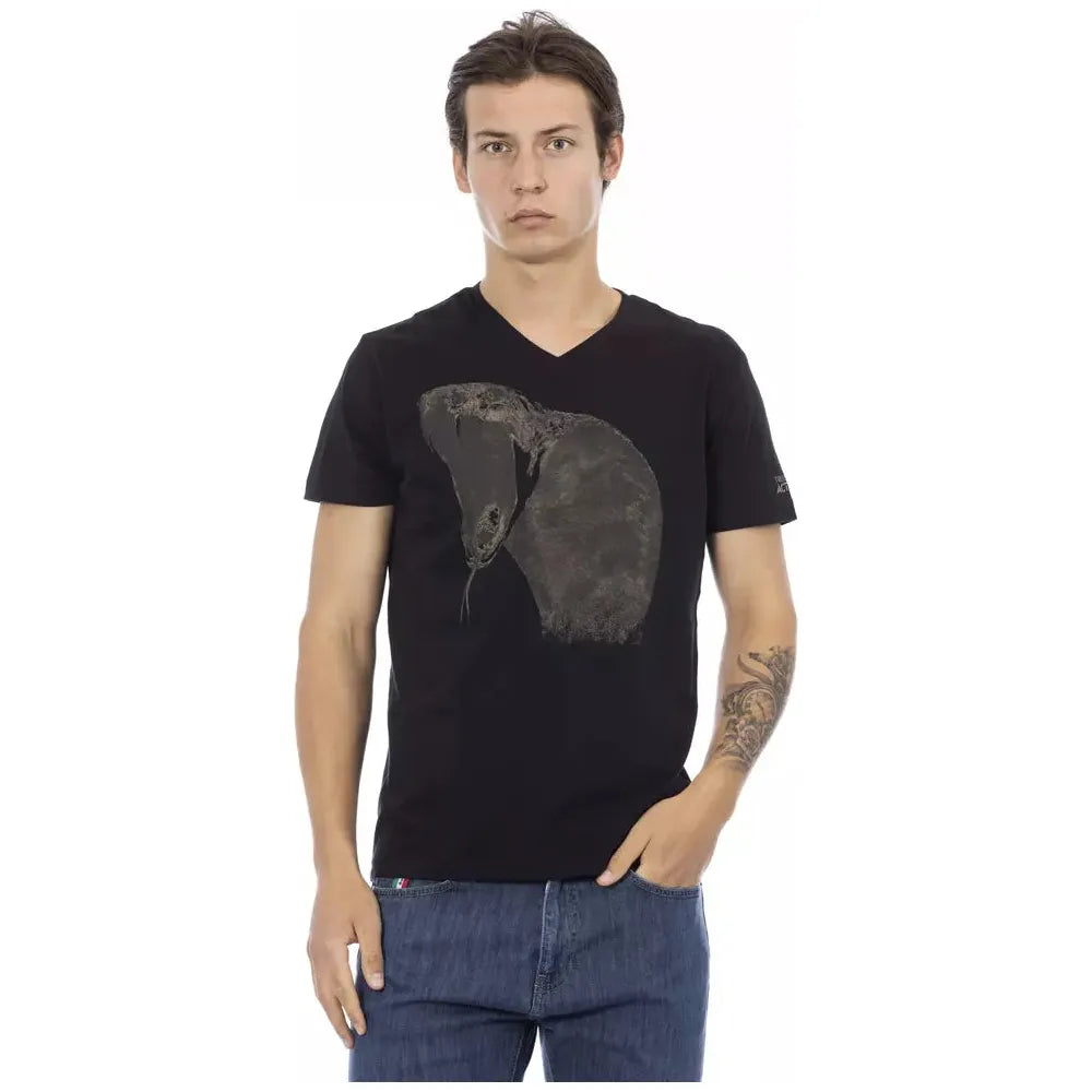 Trussardi Black Cotton T-Shirt for Elevated Style