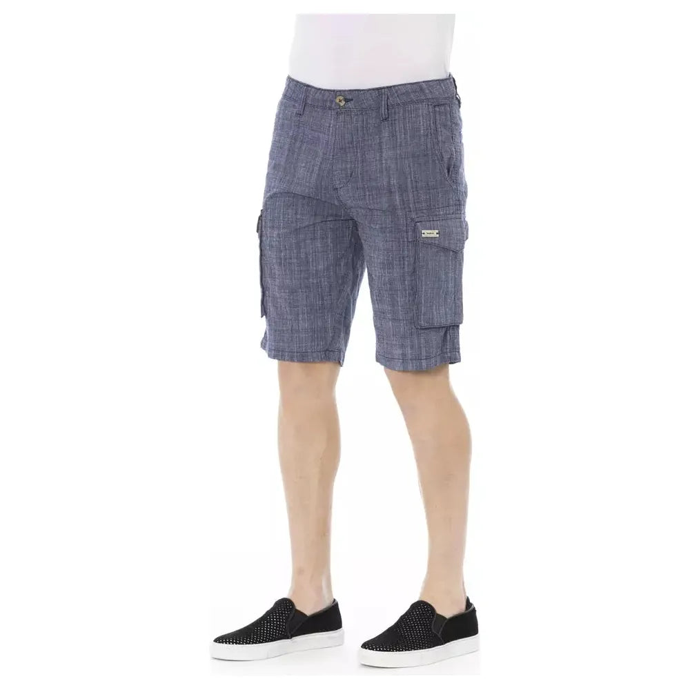 Baldinini Blue Cotton Cargo Short for Elevated Style