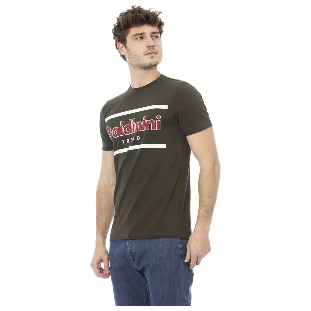 Baldinini Trend Green Cotton T-Shirt for Elevated Style