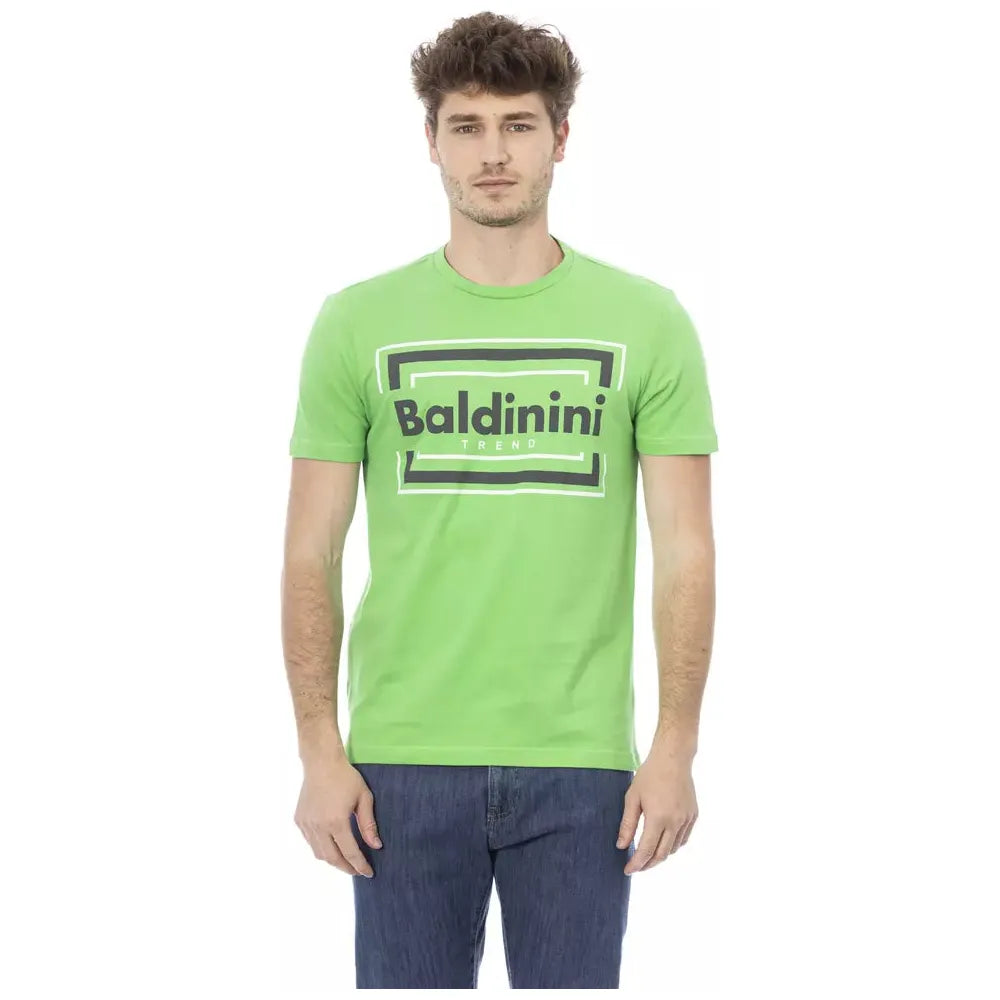 Baldinini Trend Green Cotton T-Shirt for Elevated Style