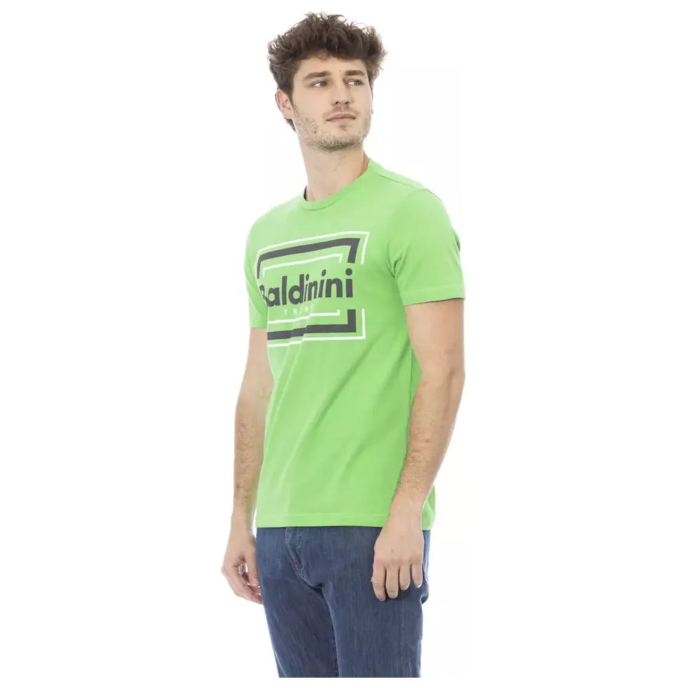 Baldinini Trend Green Cotton T-Shirt for Elevated Style