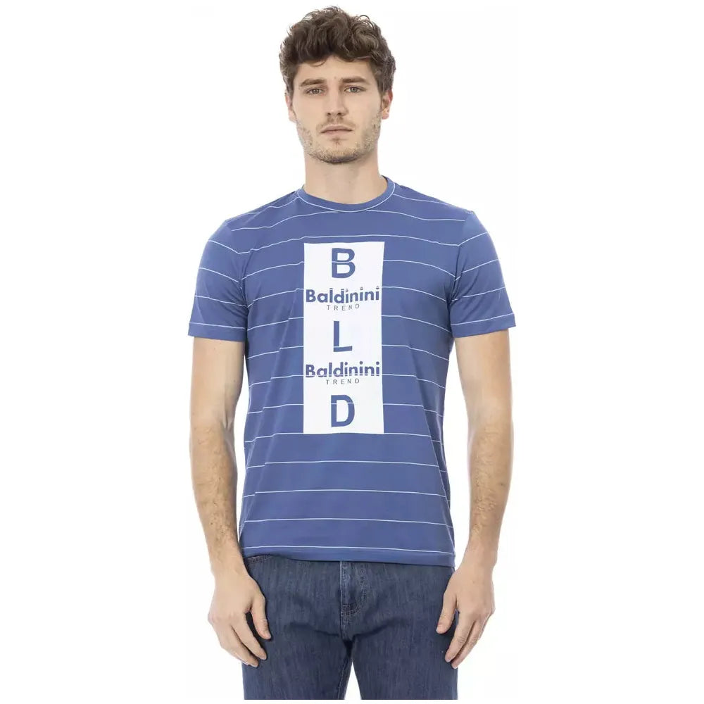 Baldinini Trend Blue Cotton T-Shirt for Effortless Elegance