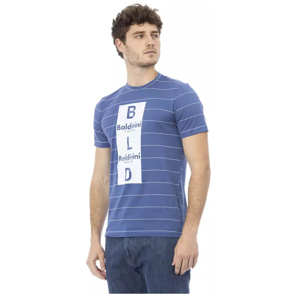 Baldinini Trend Blue Cotton T-Shirt for Effortless Elegance