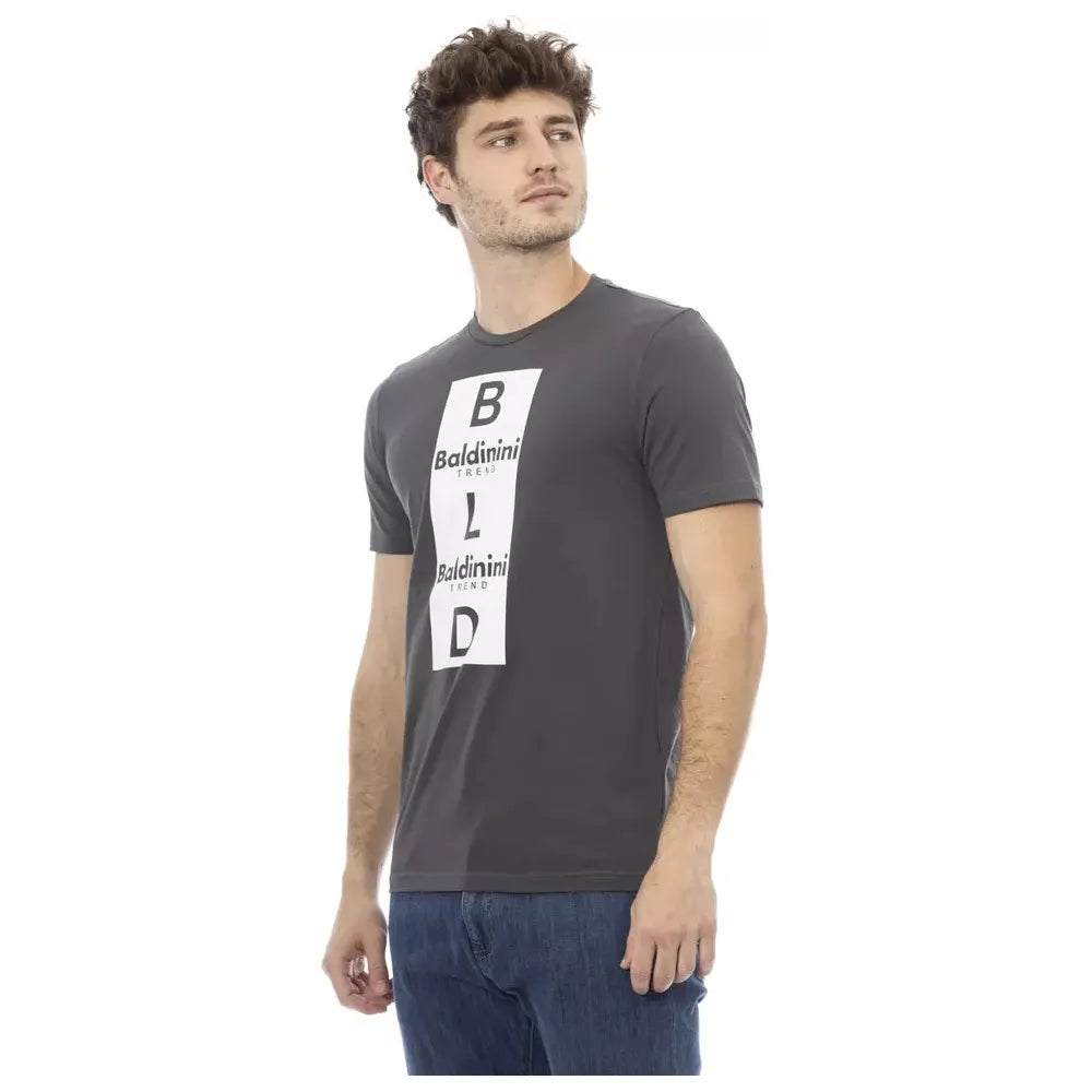 Baldinini Gray Cotton T-Shirt for Effortless Elegance