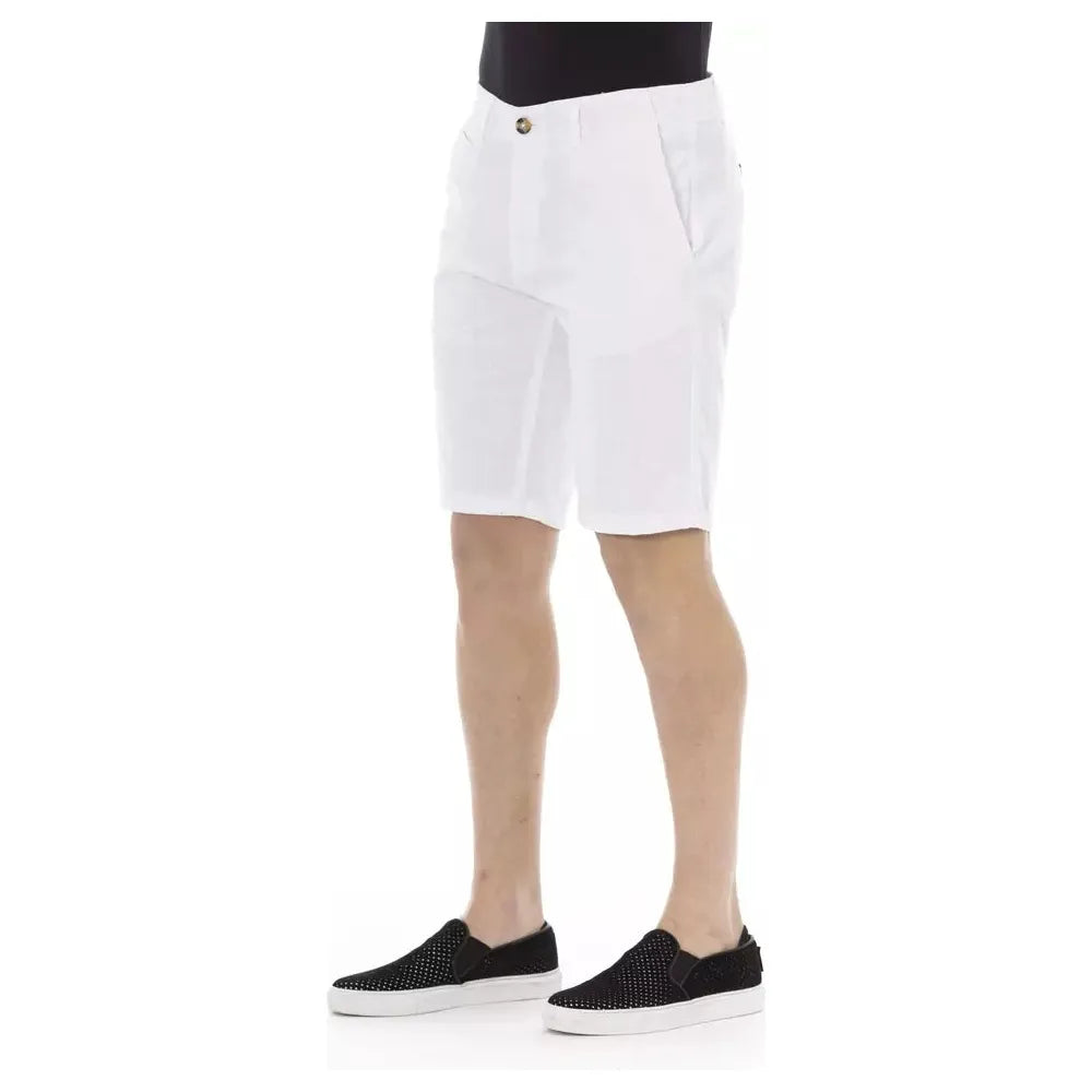 Baldinini White Cotton Bermuda Short for Effortless Elegance
