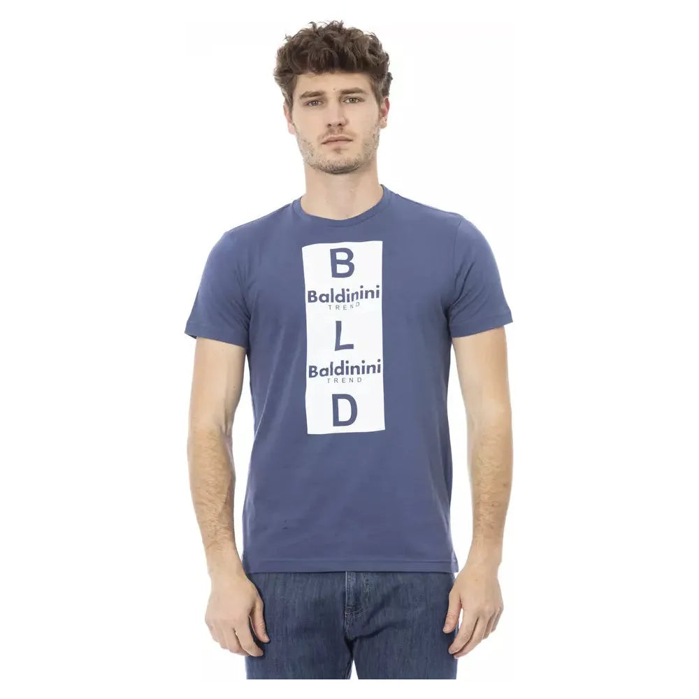 Baldinini Trend Blue Cotton T-Shirt for Effortless Elegance