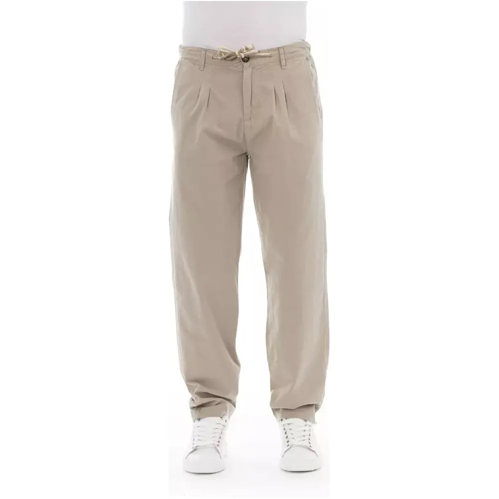 Baldinini Trend Beige Cotton Chino Pants for Effortless Style