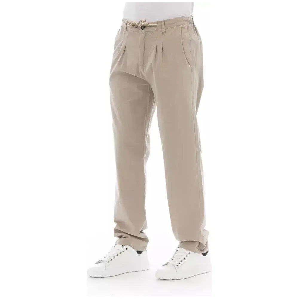 Baldinini Trend Beige Cotton Chino Pants for Effortless Style