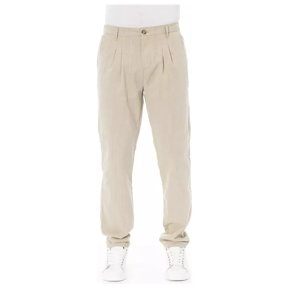 Baldinini Trend Beige Cotton Chino Pant for Elevated Style