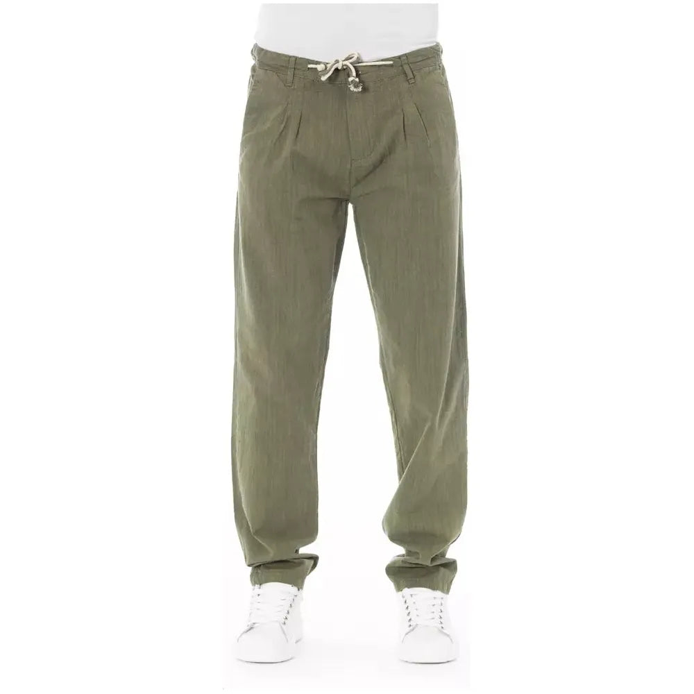 Baldinini Army Green Cotton Chino Trousers for Effortless Style